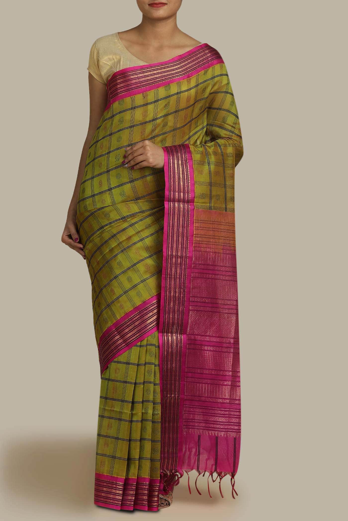 Green Silk Cotton Saree