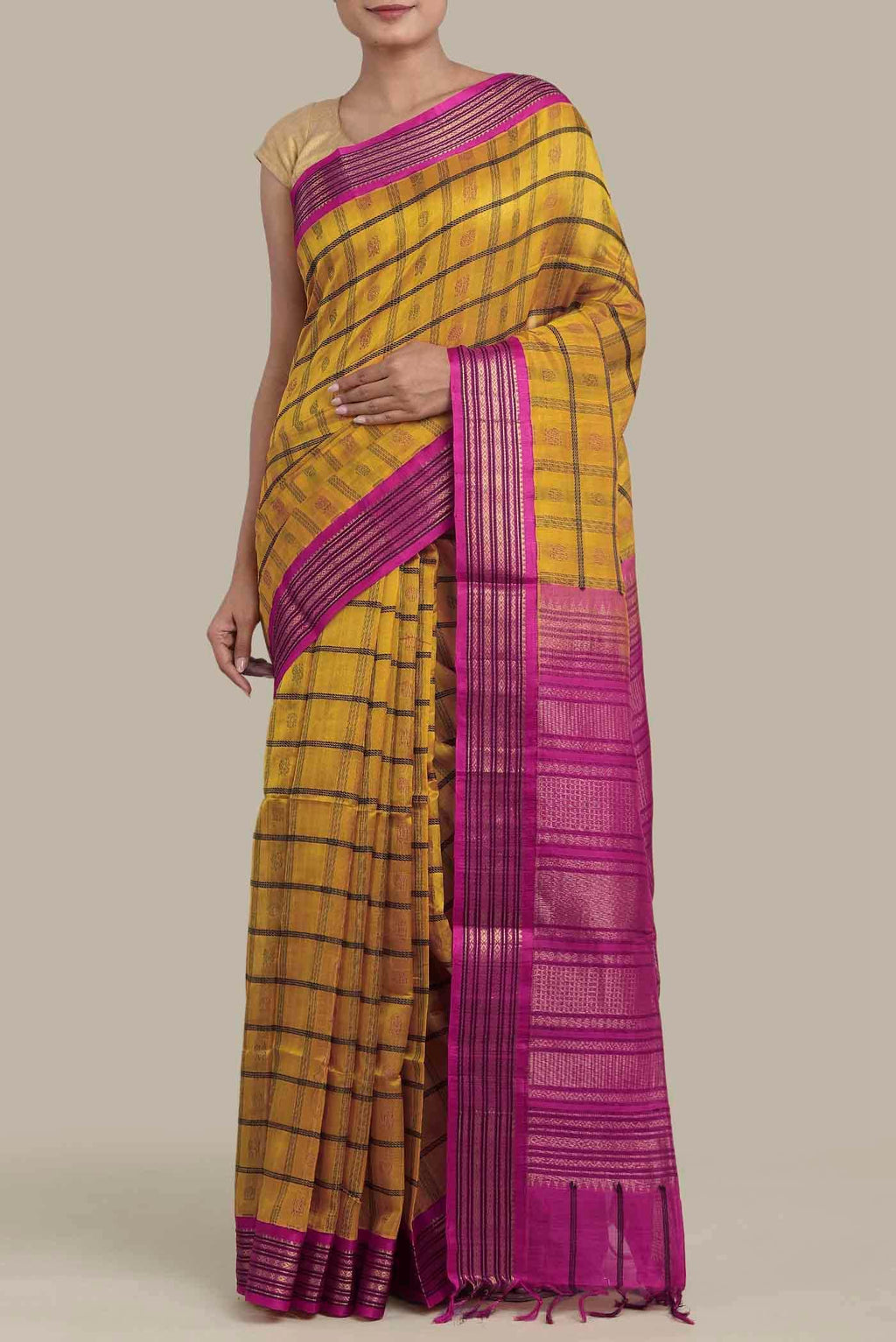 Mustard Silk Cotton Saree