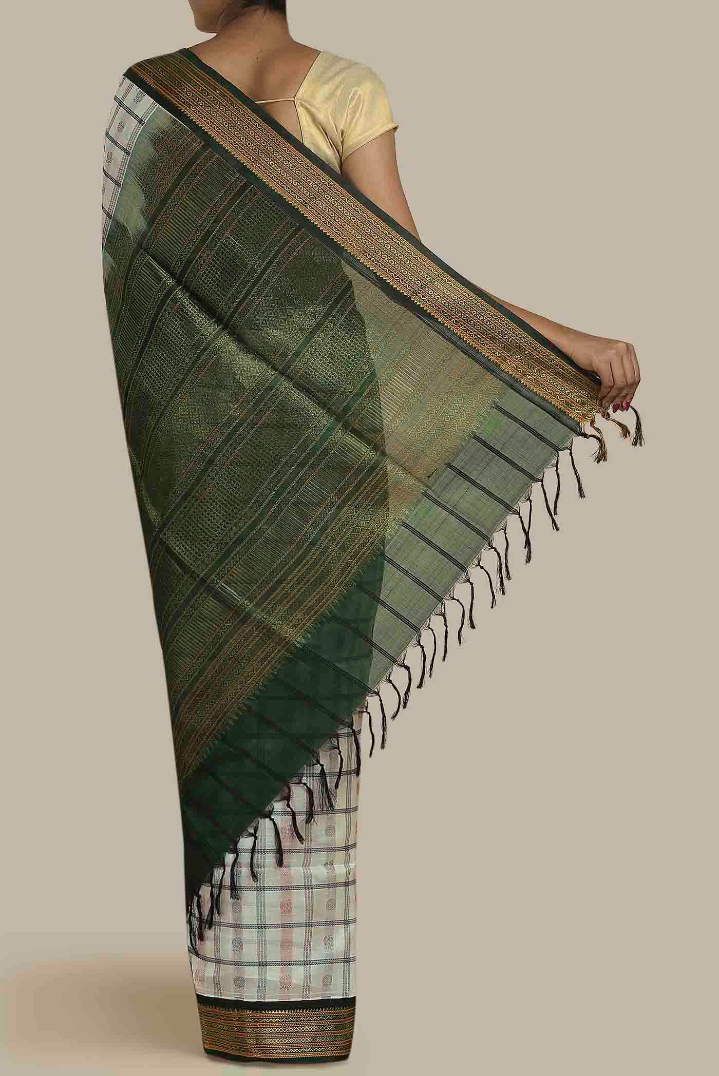 Off White Silk Cotton Saree