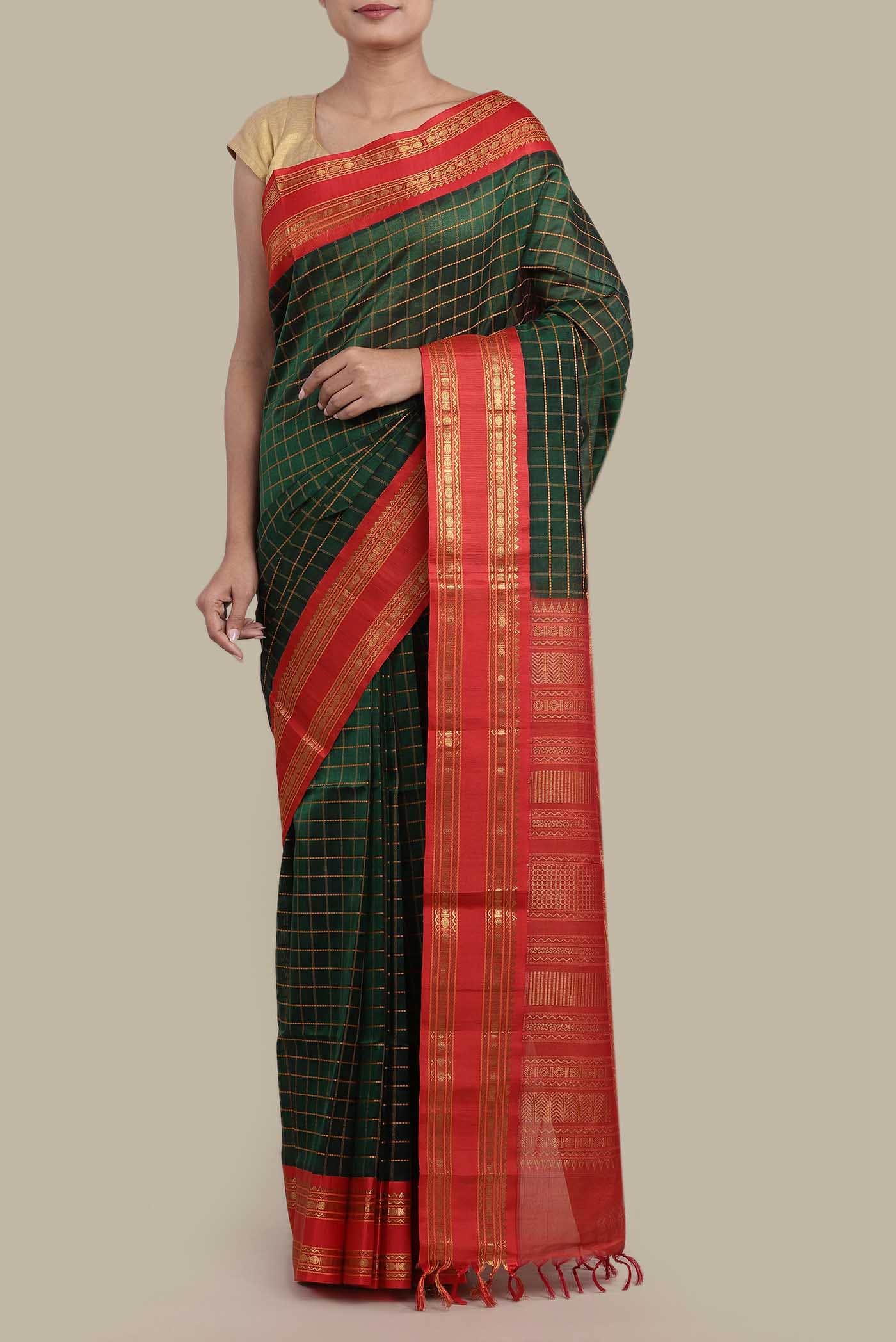 Green Silk Cotton Saree