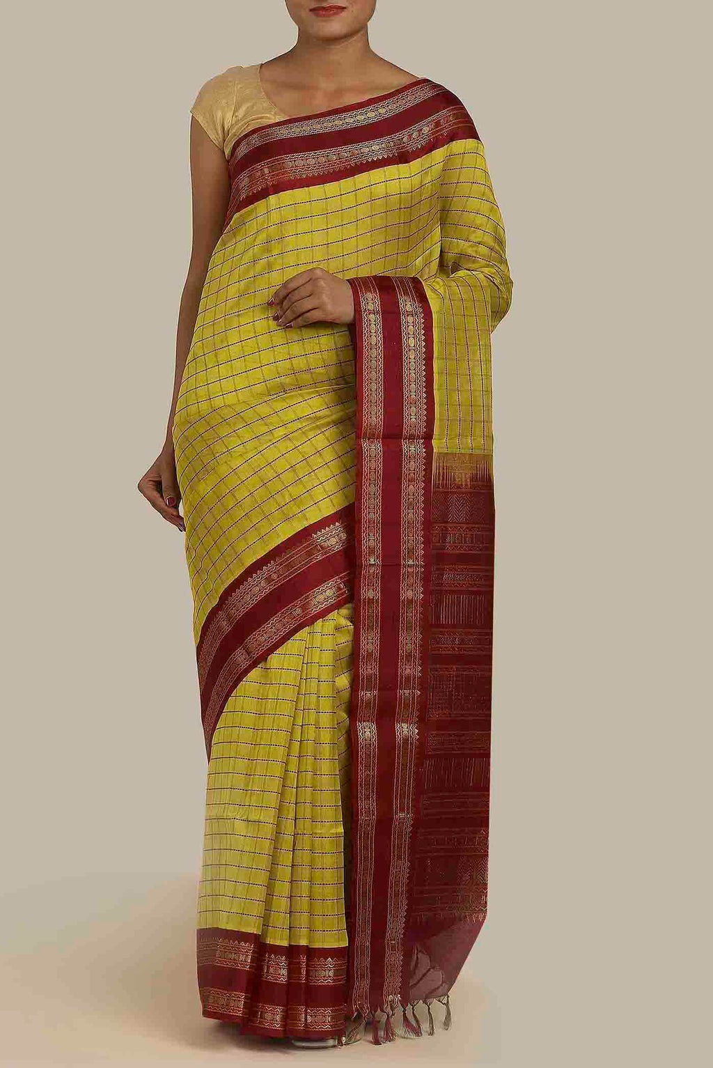 Yellow Silk Cotton Saree