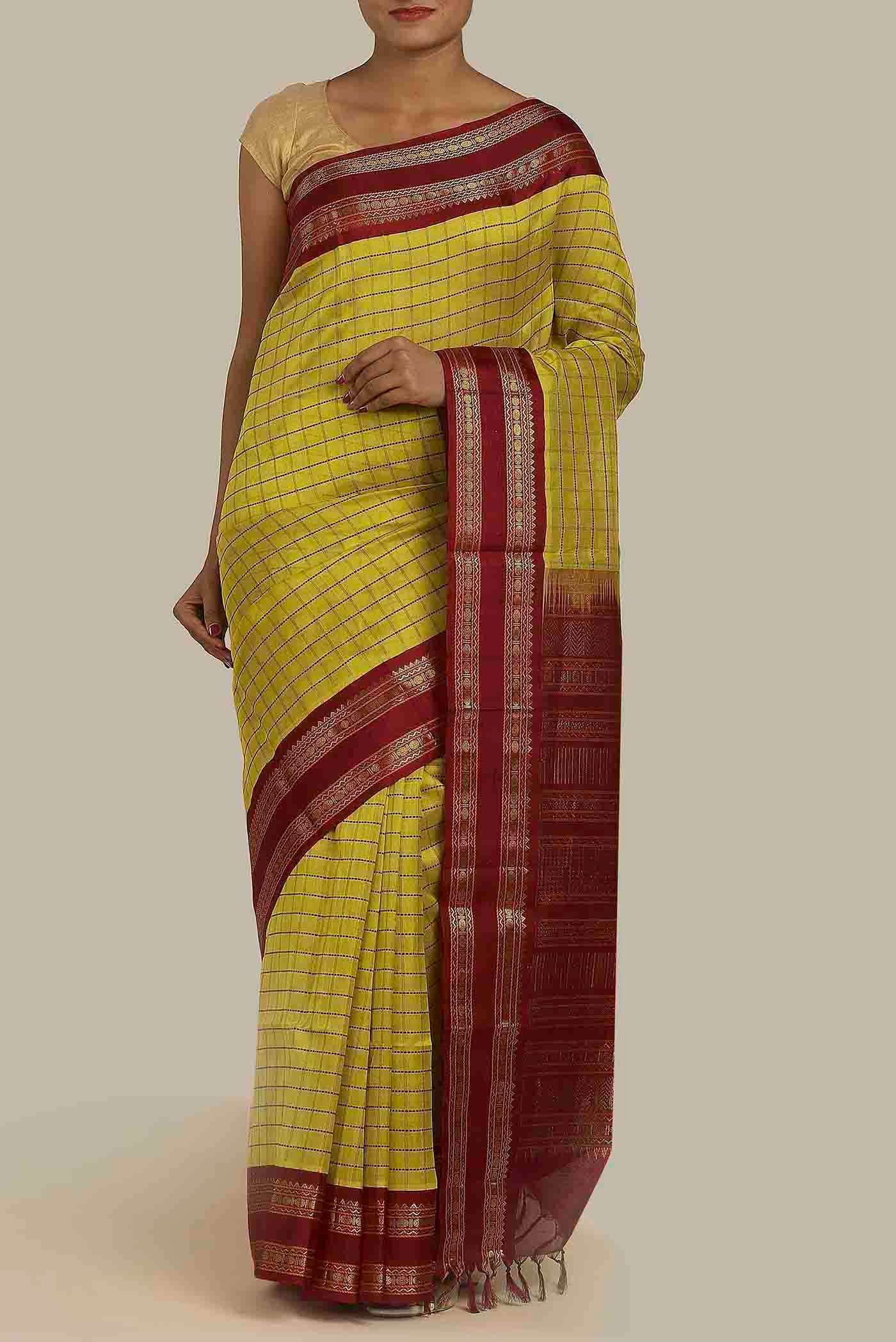 Yellow Silk Cotton Saree