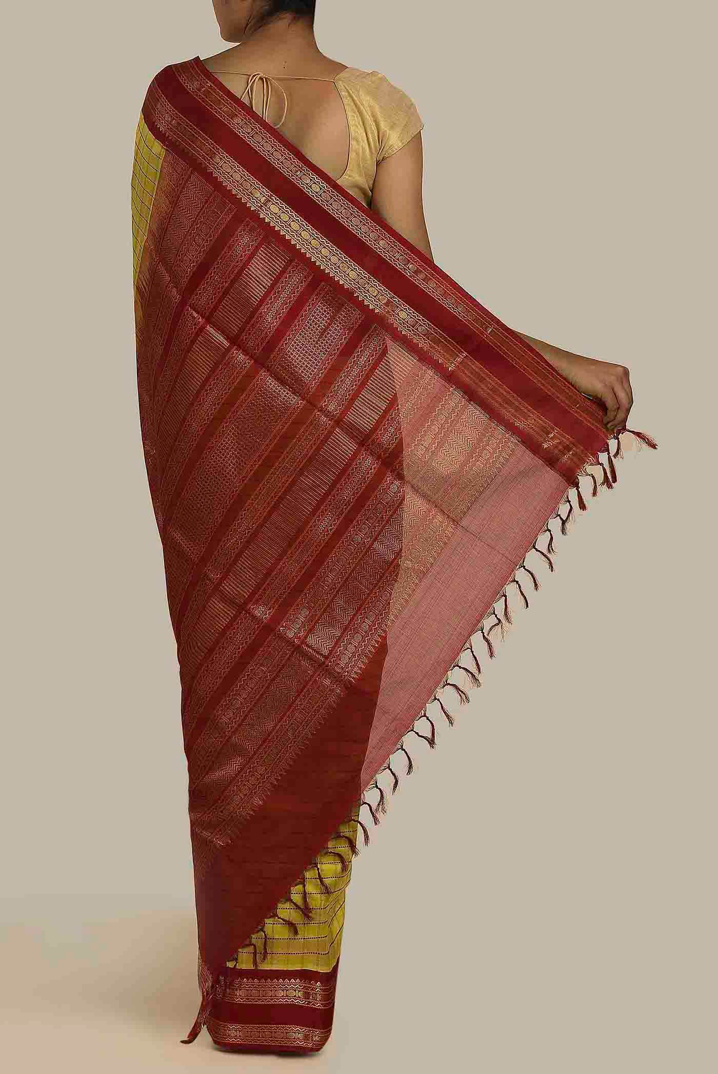 Yellow Silk Cotton Saree