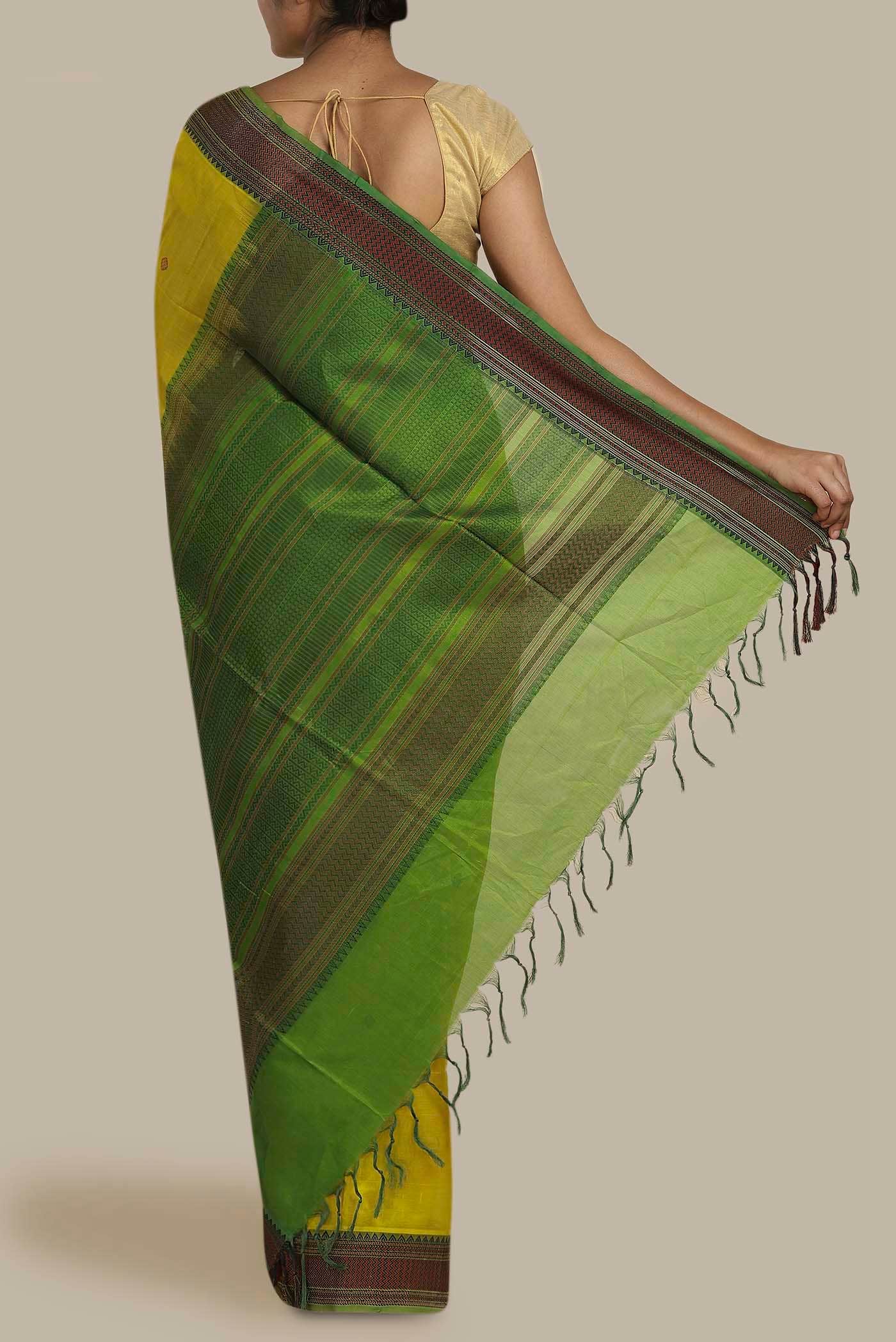 Yellow Silk Cotton Saree