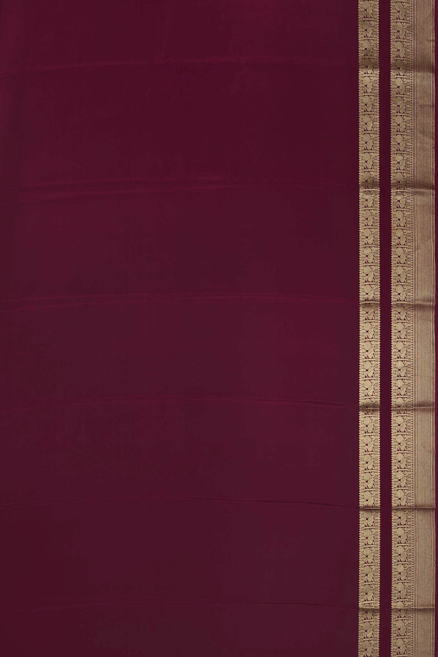 Dark Pink Mysore Crepe Saree