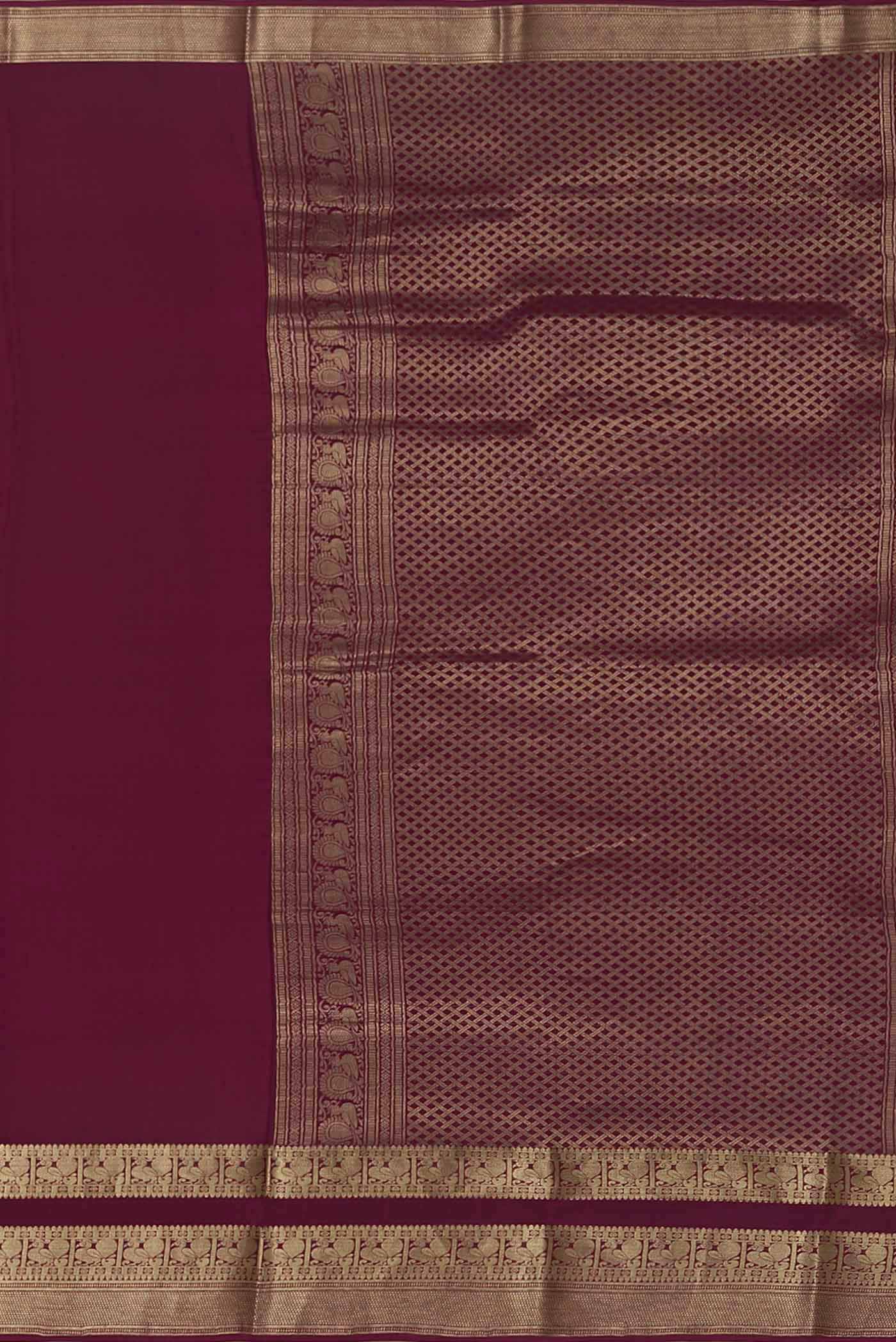 Dark Pink Mysore Crepe Saree