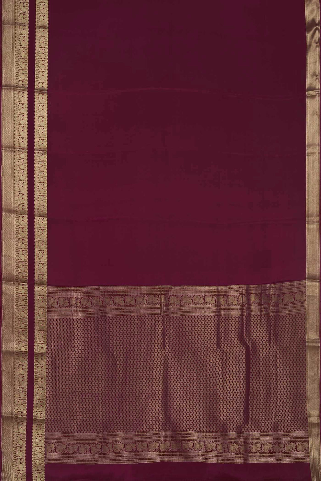 Dark Pink Mysore Crepe Saree