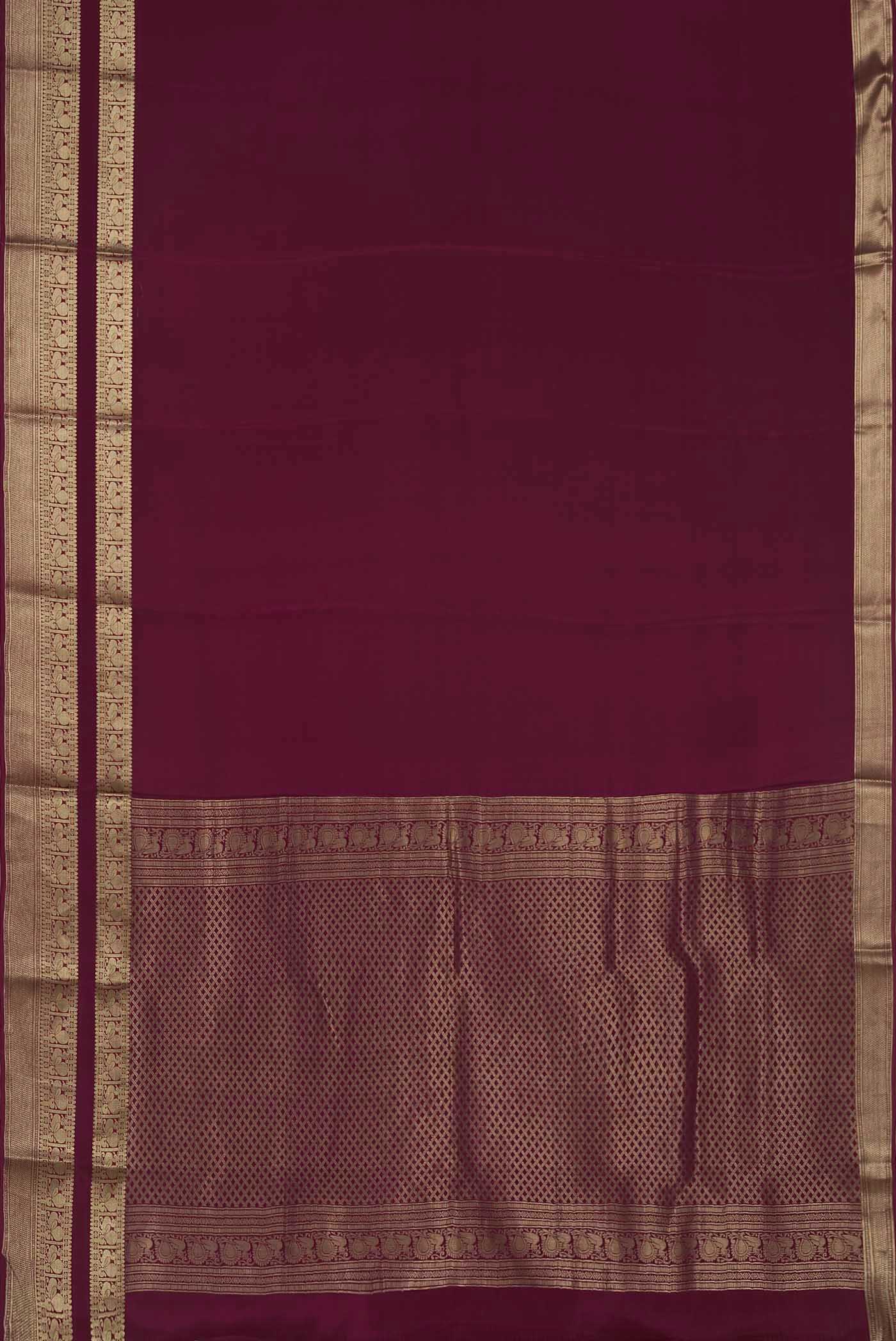 Dark Pink Mysore Crepe Saree