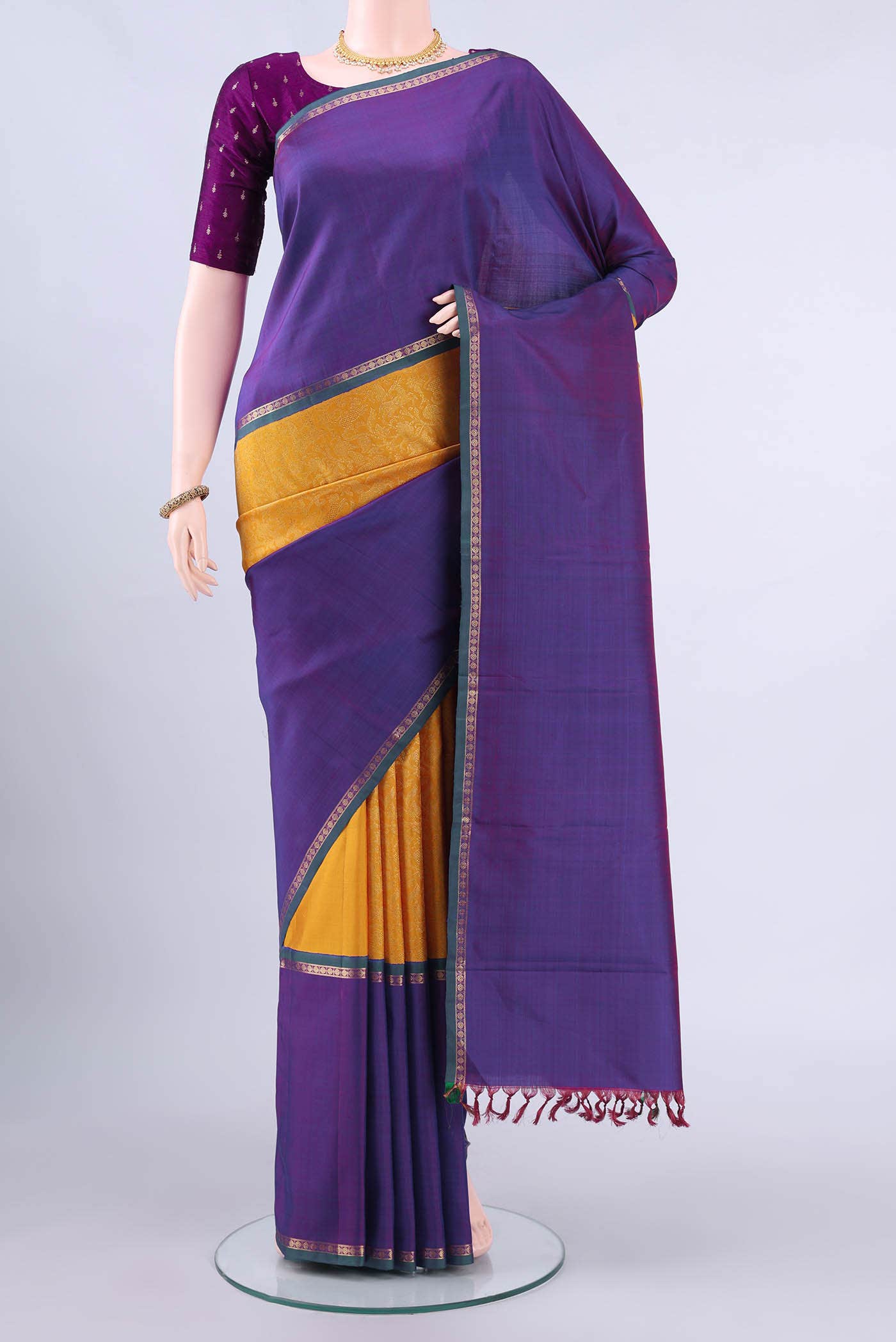Mustard Kanchipuram Silk Saree