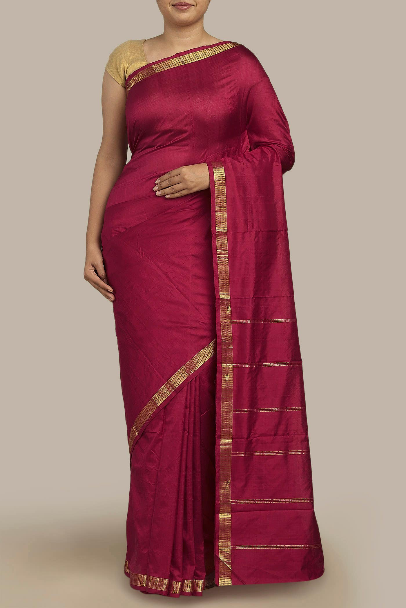 Maroon Kanchipuram Silk Saree