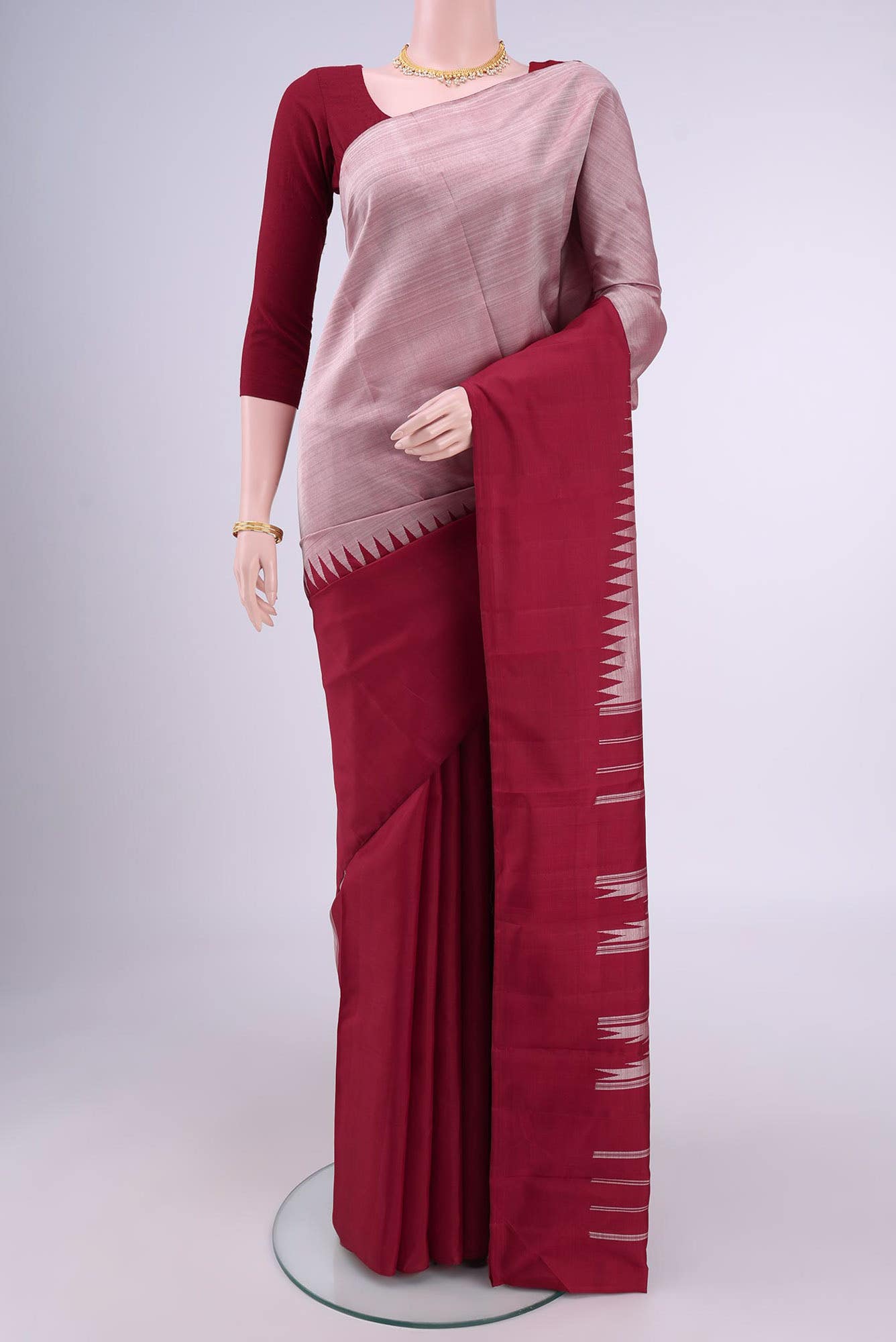 Rose Gold Dual Tone Kanchipuram Saree