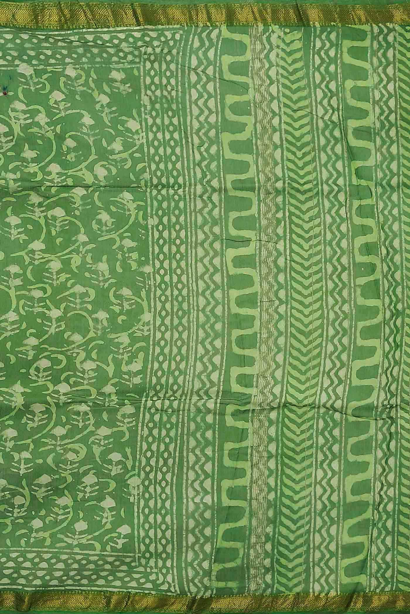 Green Maheshwari Silk Cotton Saree