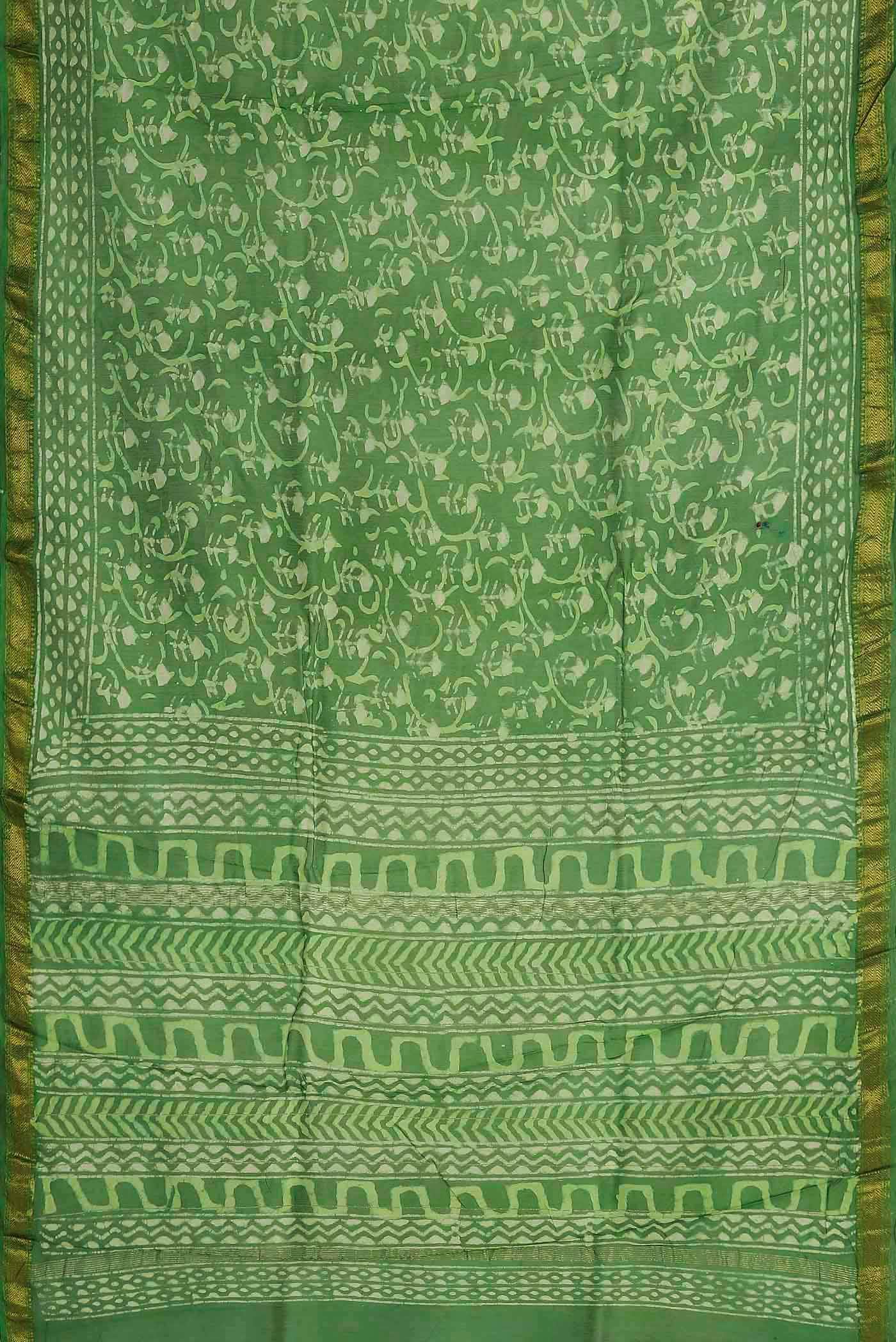 Green Maheshwari Silk Cotton Saree