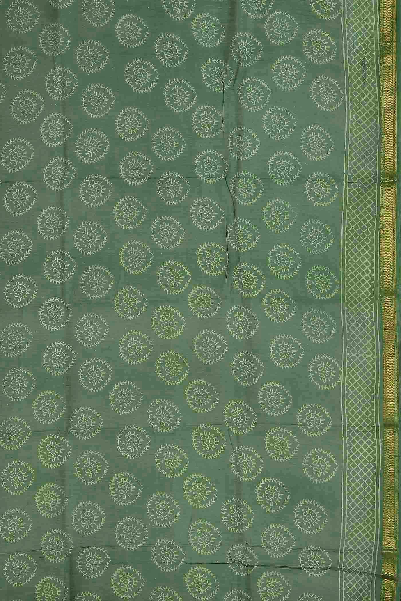 Green Maheshwari Silk Cotton Saree