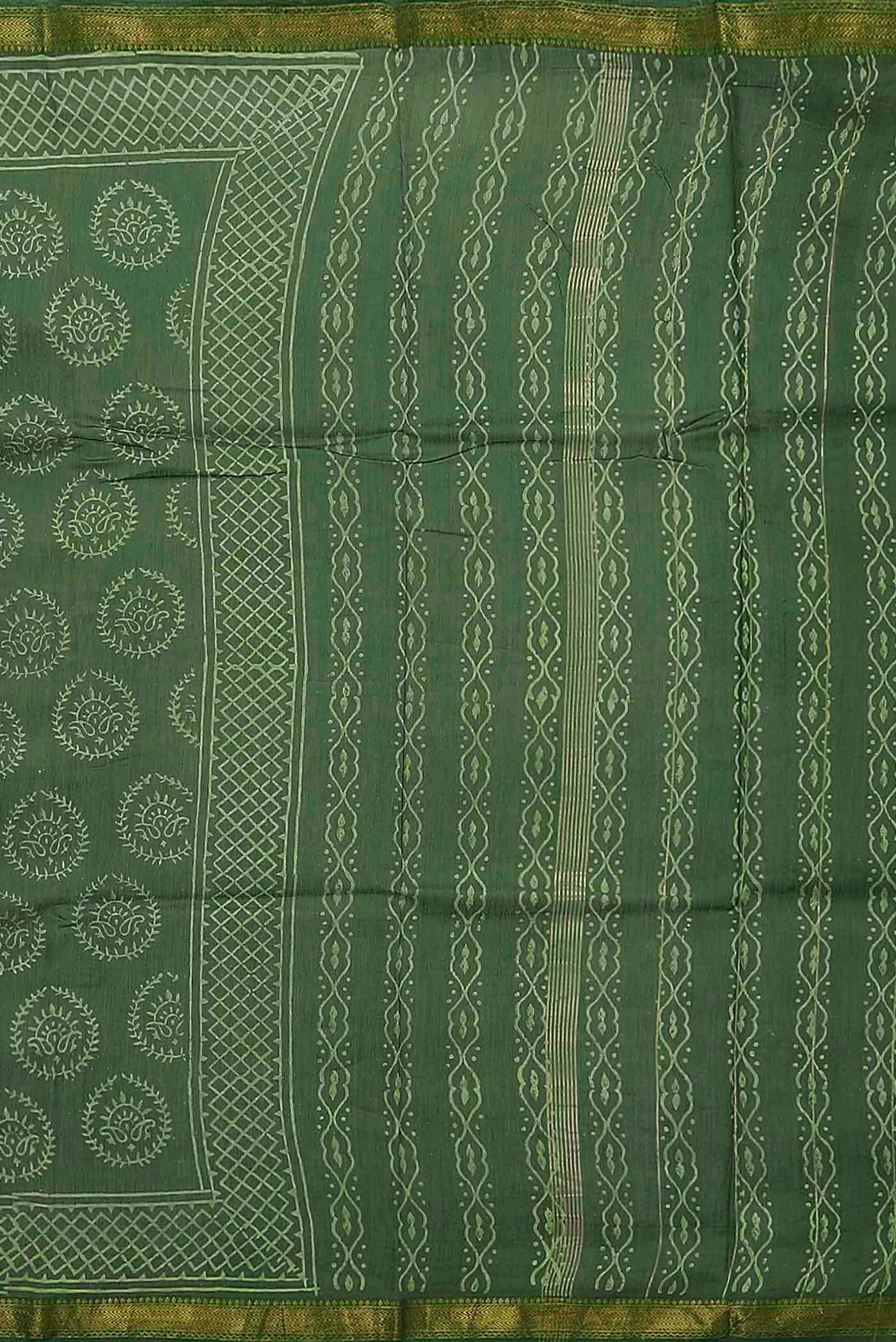 Green Maheshwari Silk Cotton Saree