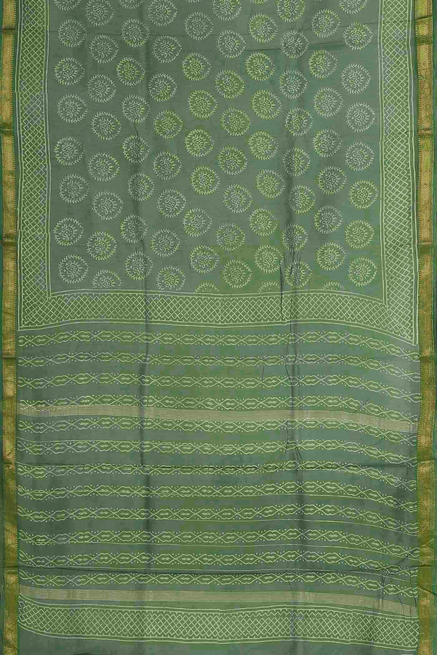 Green Maheshwari Silk Cotton Saree