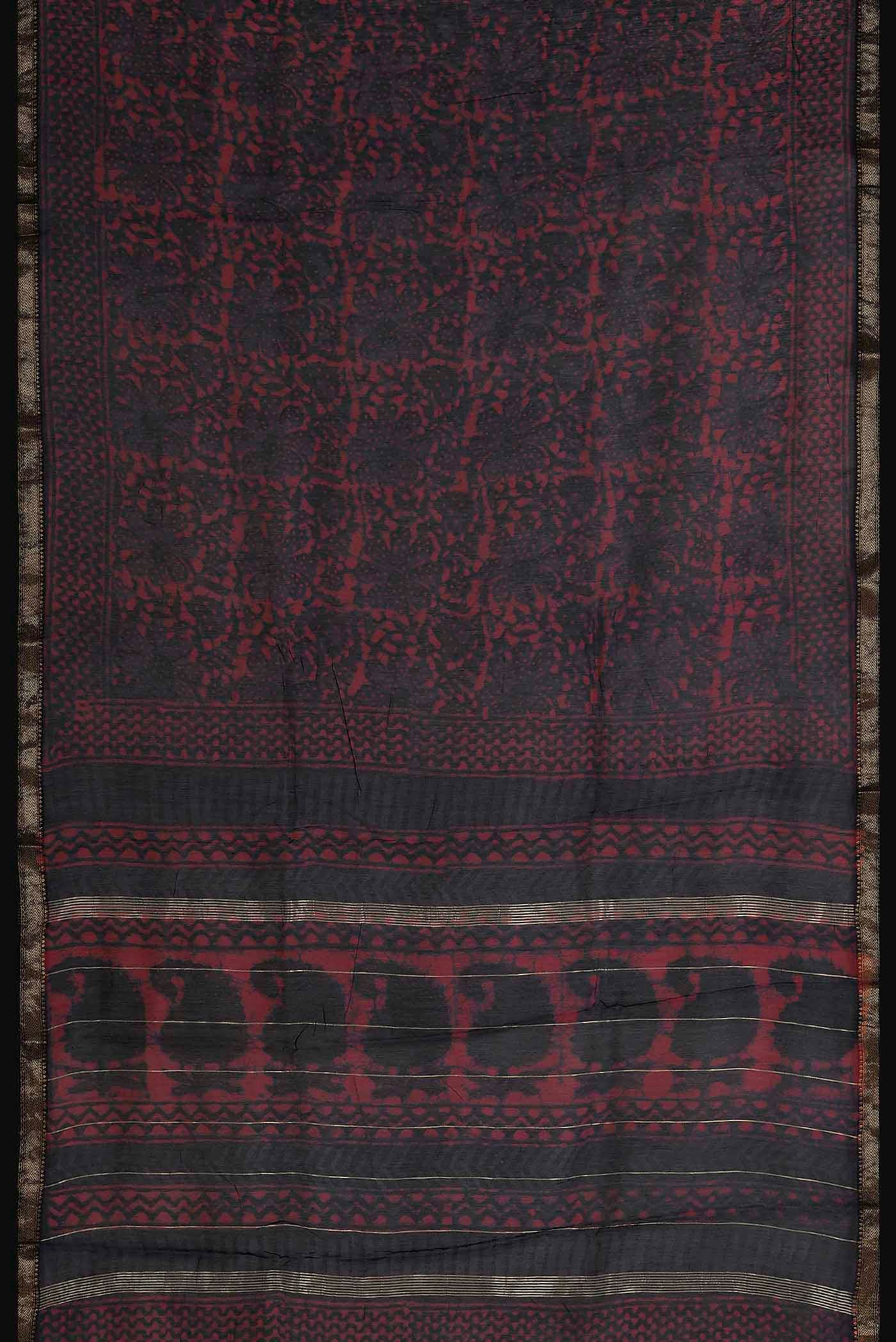 Black Maheshwari Silk Cotton Saree