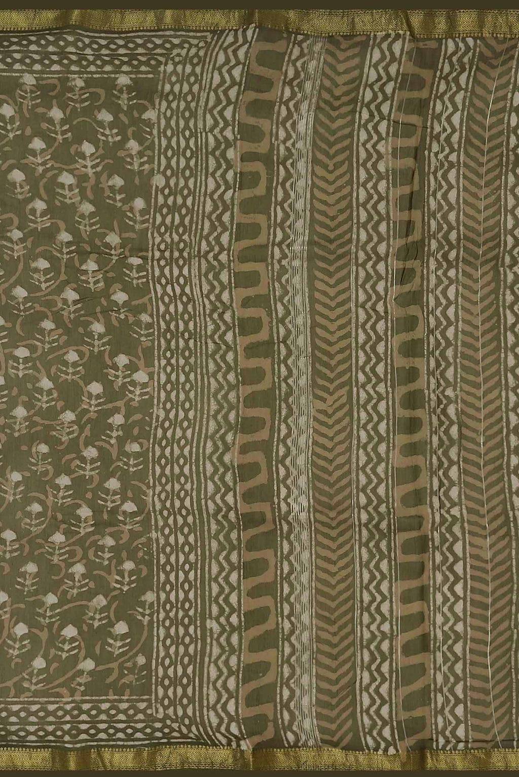 Mehandi Green Maheshwari Silk Cotton Saree