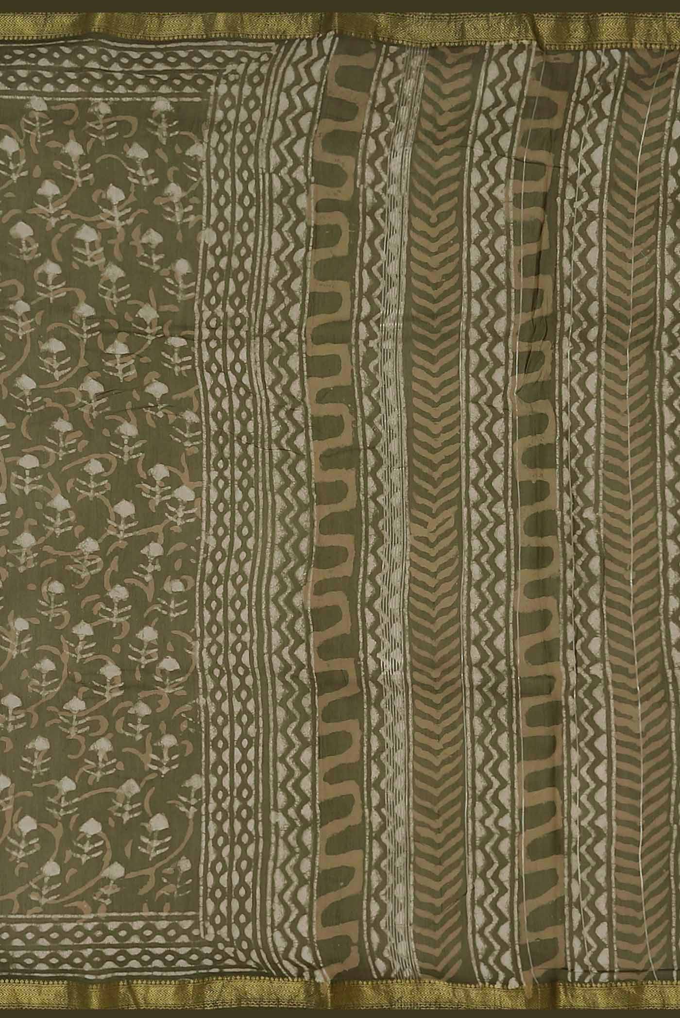 Mehandi Green Maheshwari Silk Cotton Saree