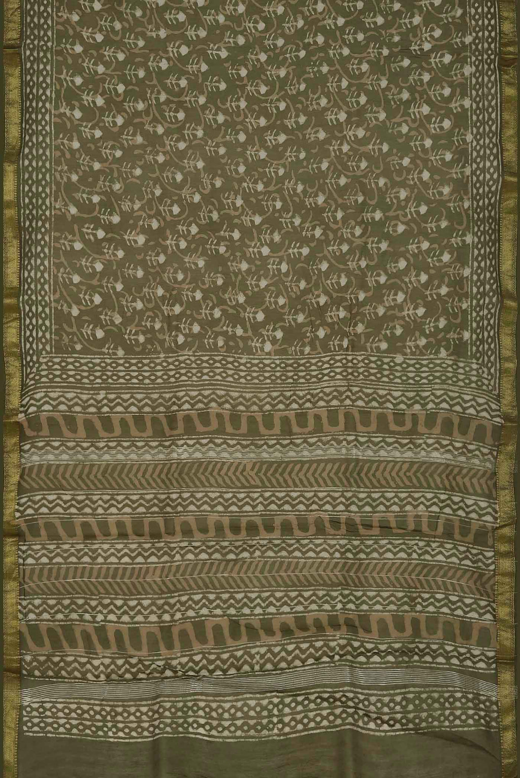Mehandi Green Maheshwari Silk Cotton Saree