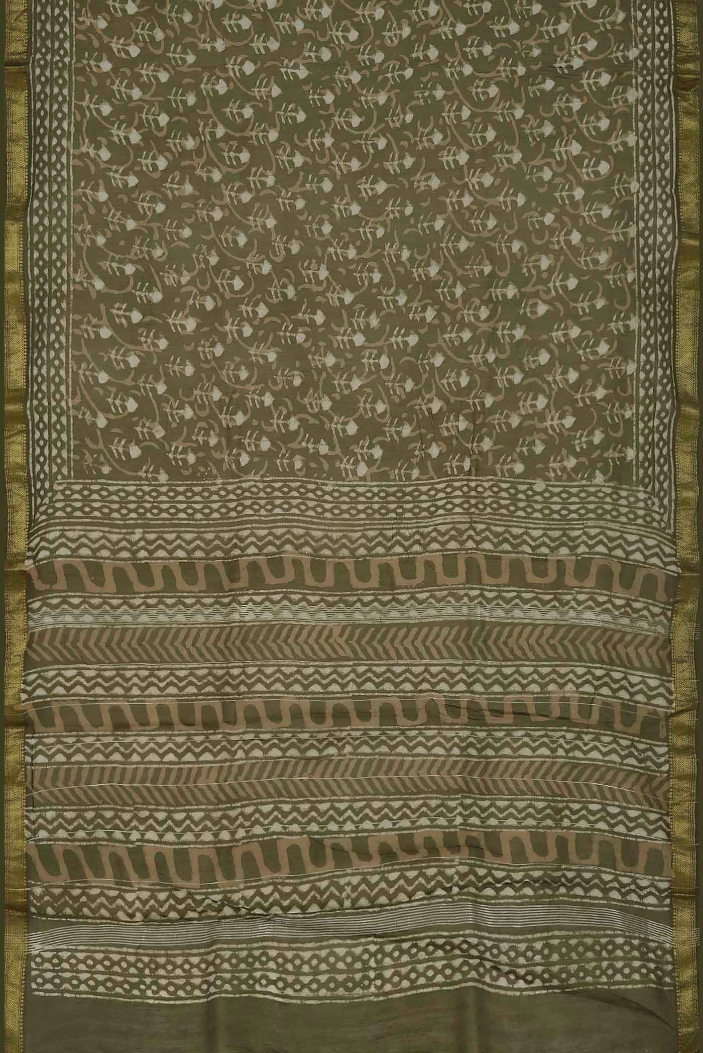 Mehandi Green Maheshwari Silk Cotton Saree