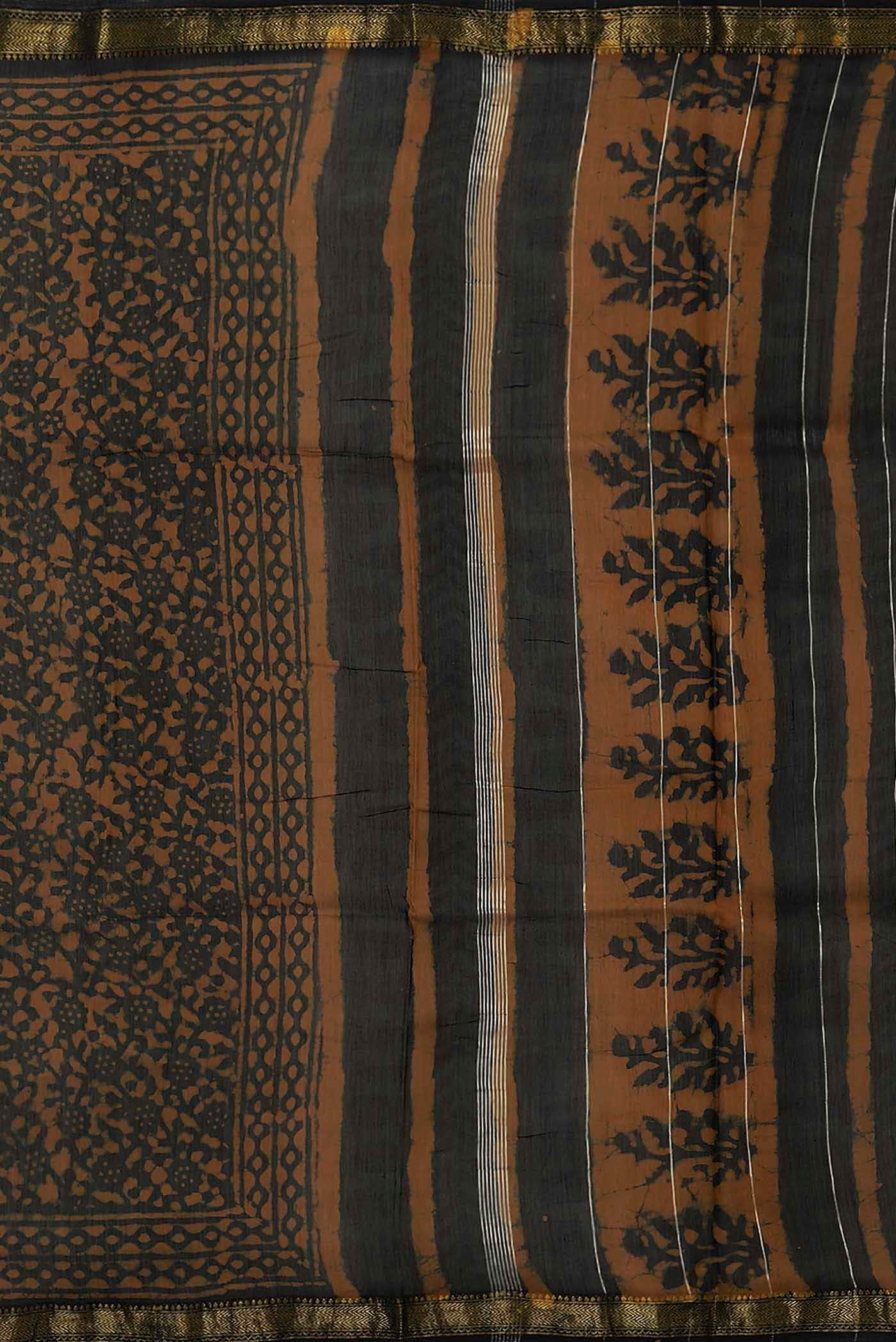 Black Maheshwari Silk Cotton Saree