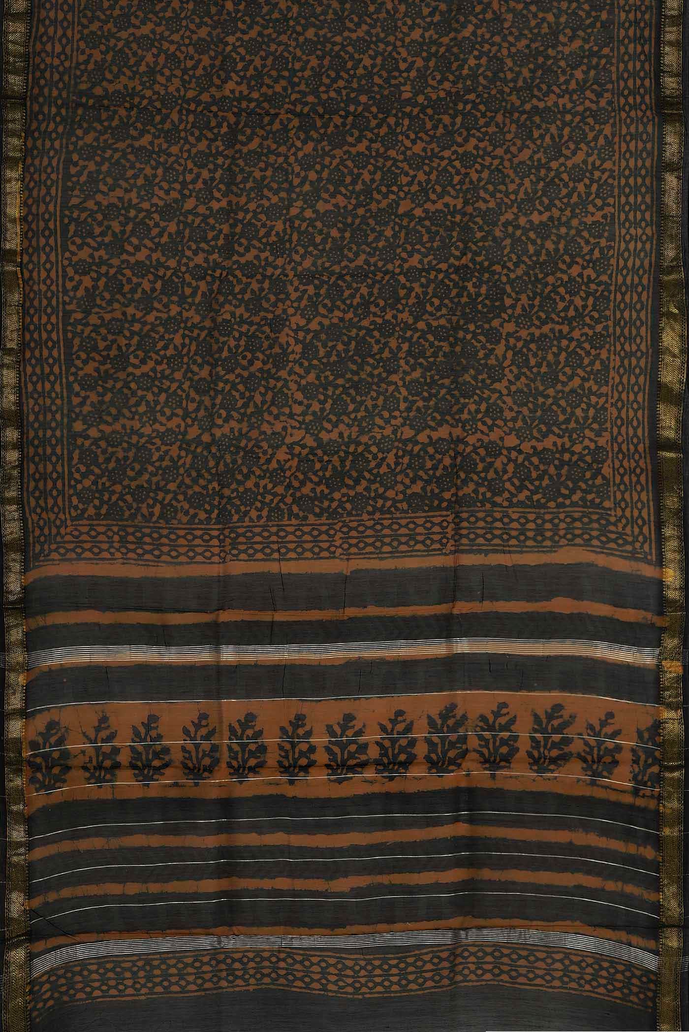 Black Maheshwari Silk Cotton Saree