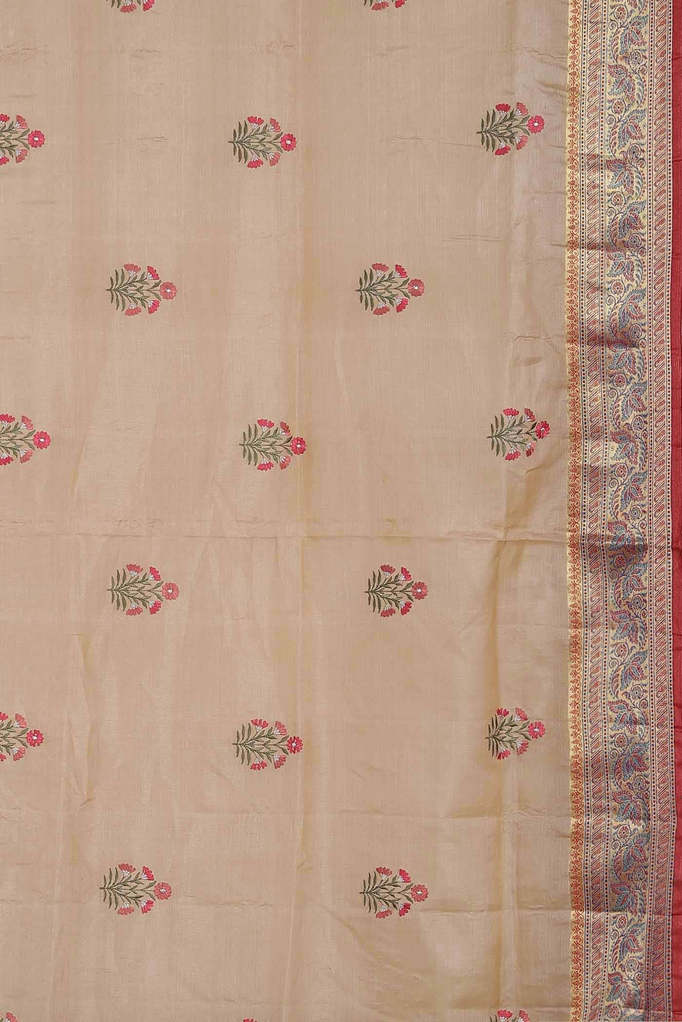 Beige Banarasi Tussar Silk Saree