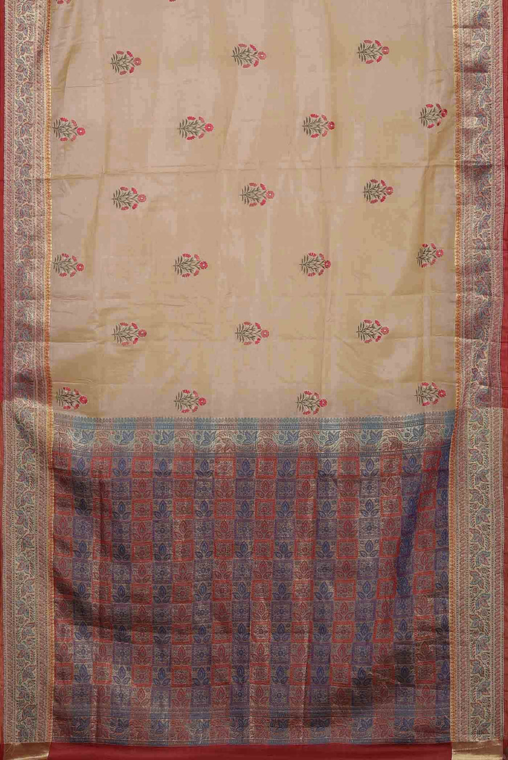 Beige Banarasi Tussar Silk Saree