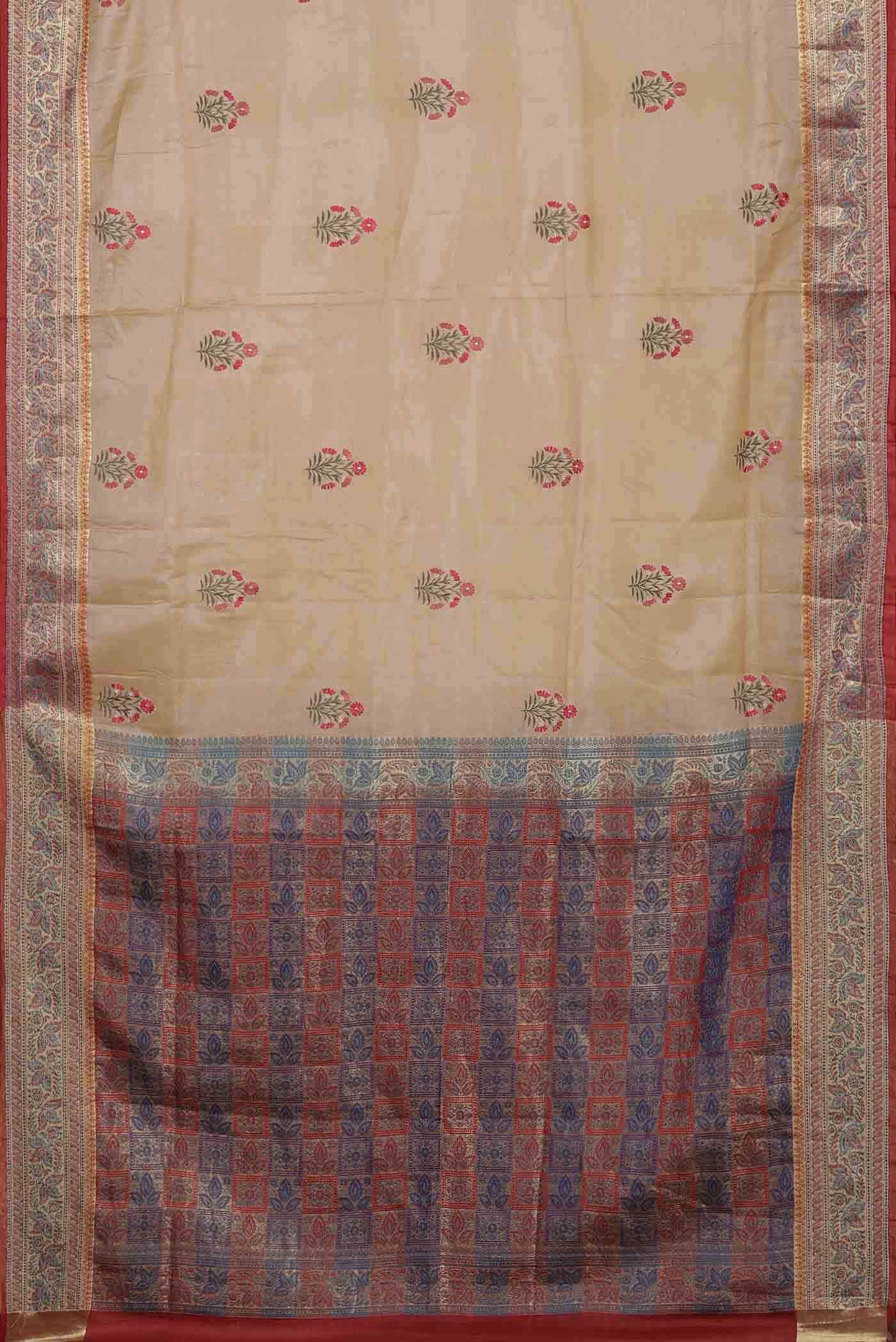 Beige Banarasi Tussar Silk Saree