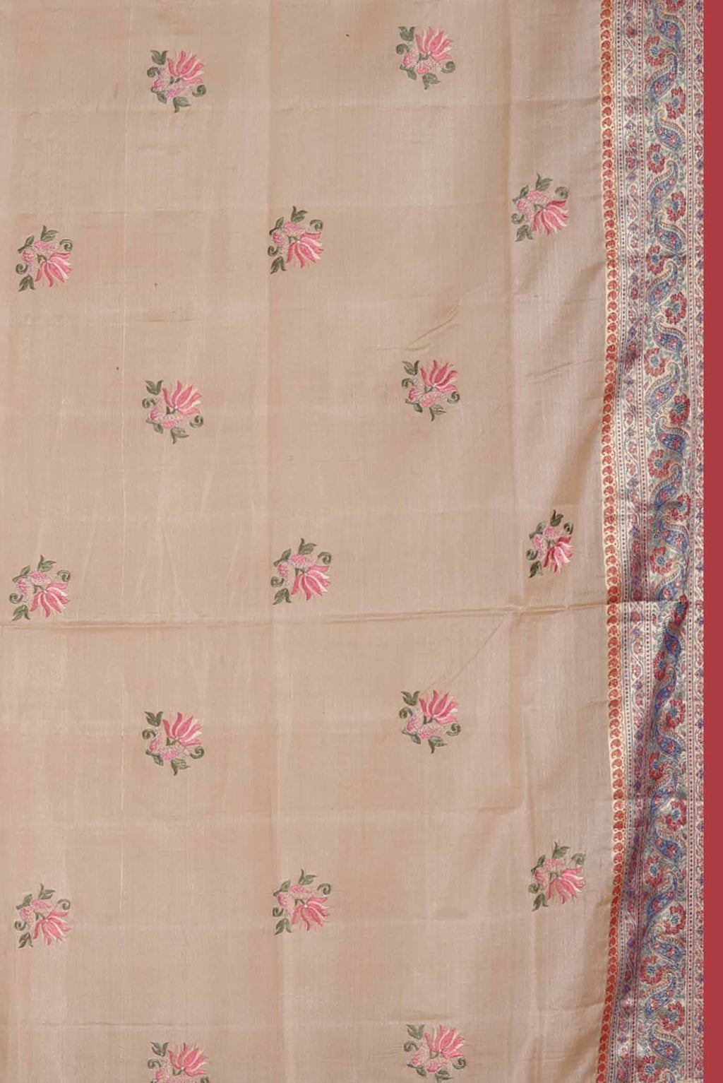 Beige Tussar Silk Saree