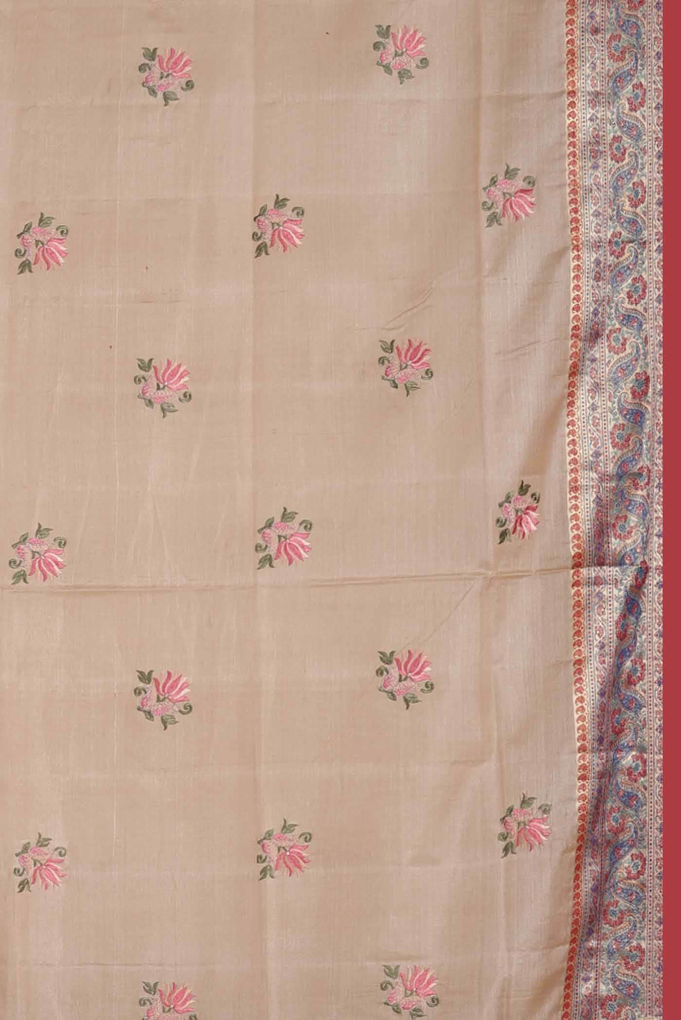 Beige Tussar Silk Saree