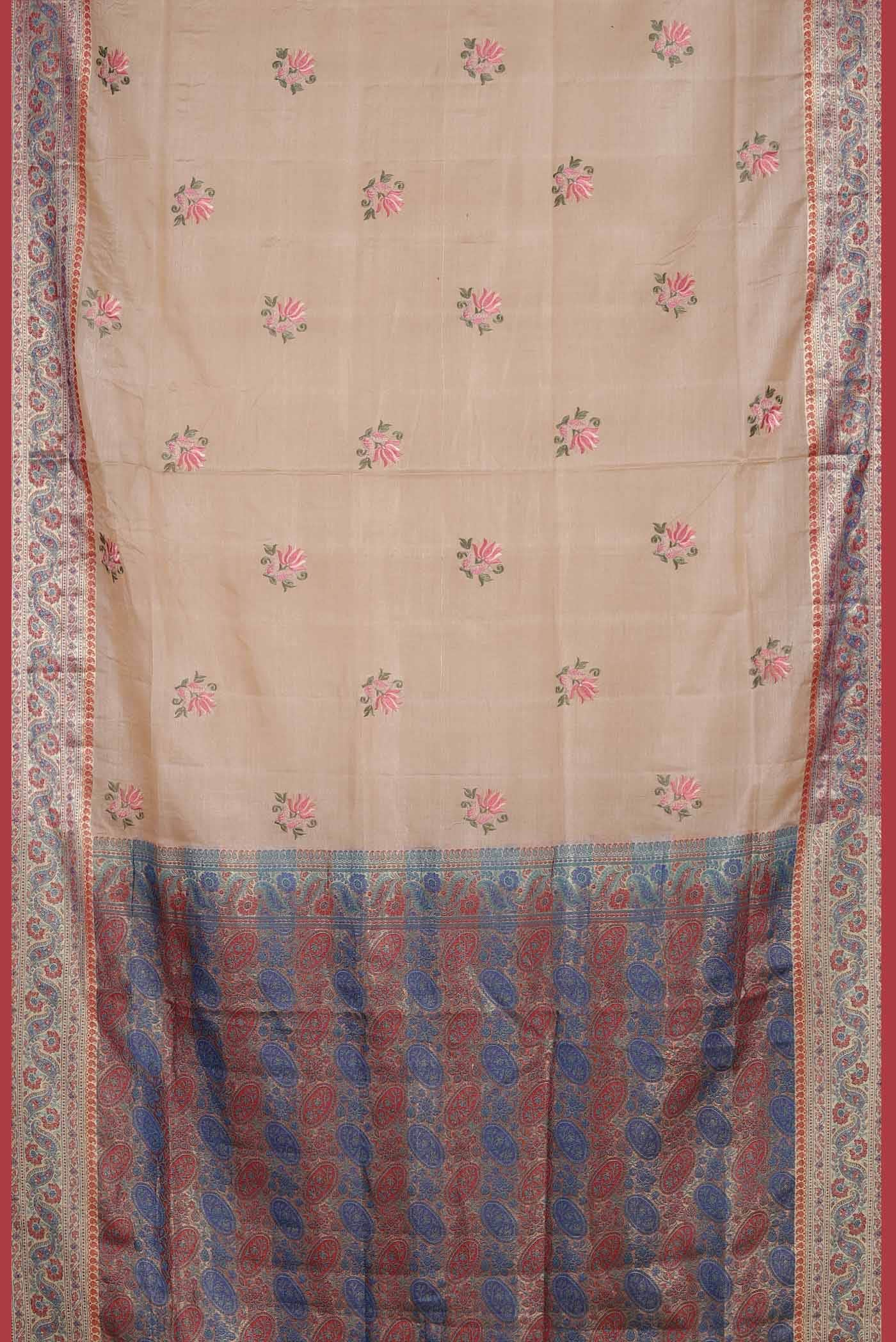Beige Tussar Silk Saree