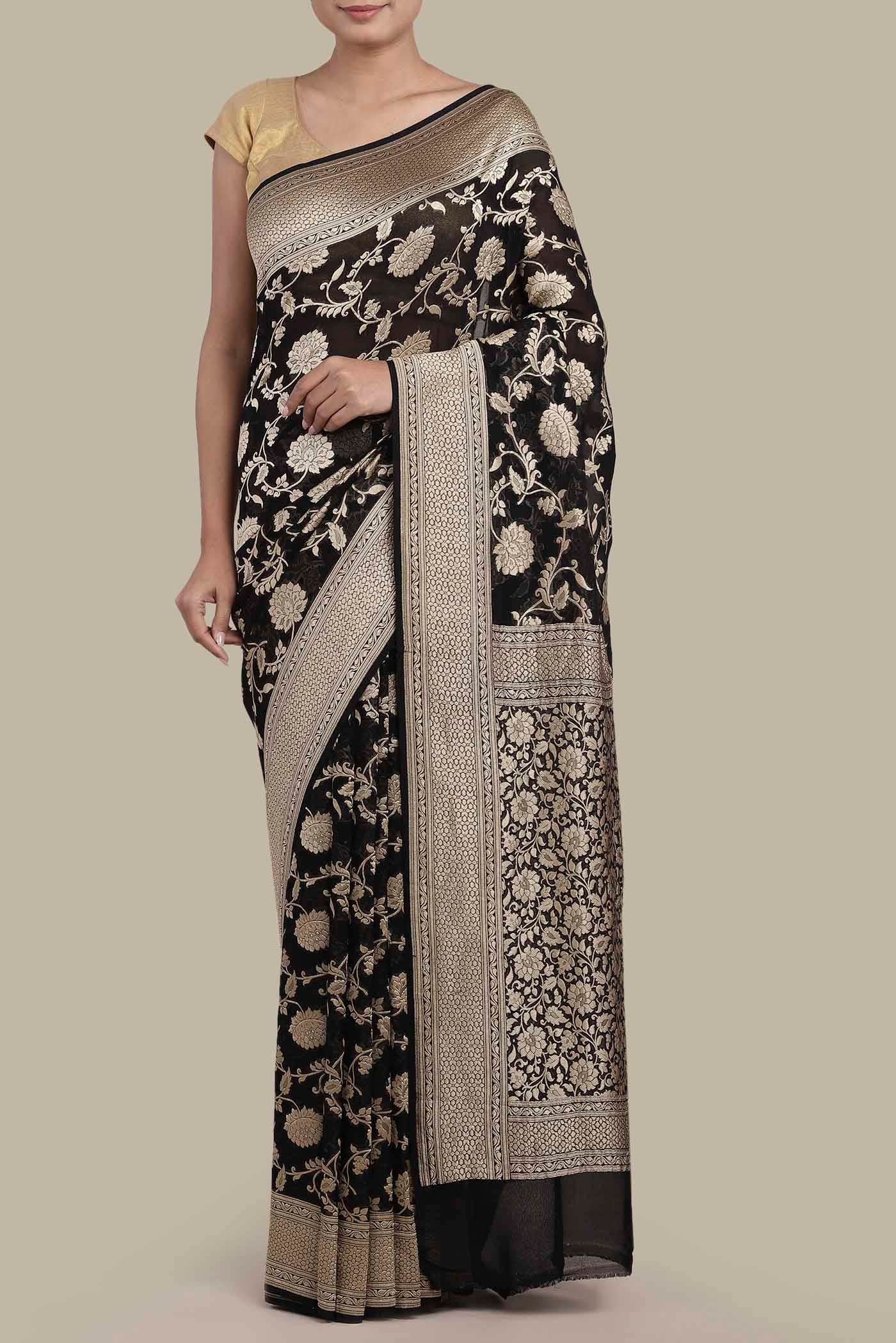 Black Banarasi Georgette Saree