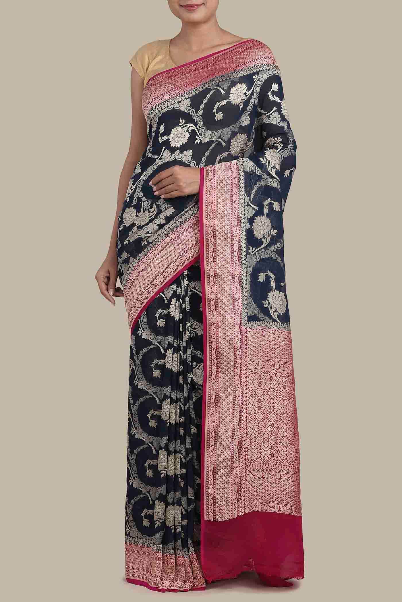 Blue Banarasi Georgette Saree