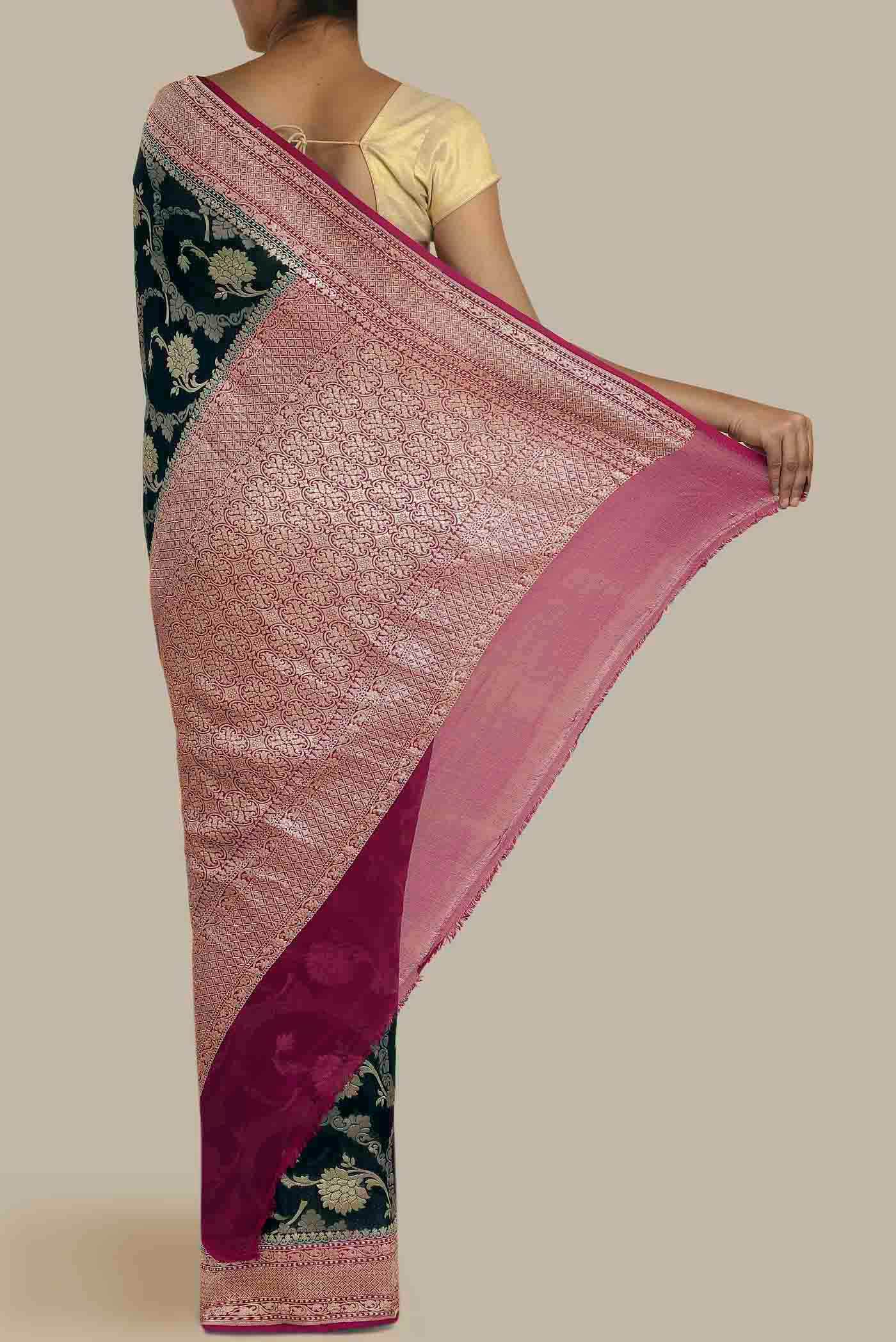 Blue Banarasi Georgette Saree