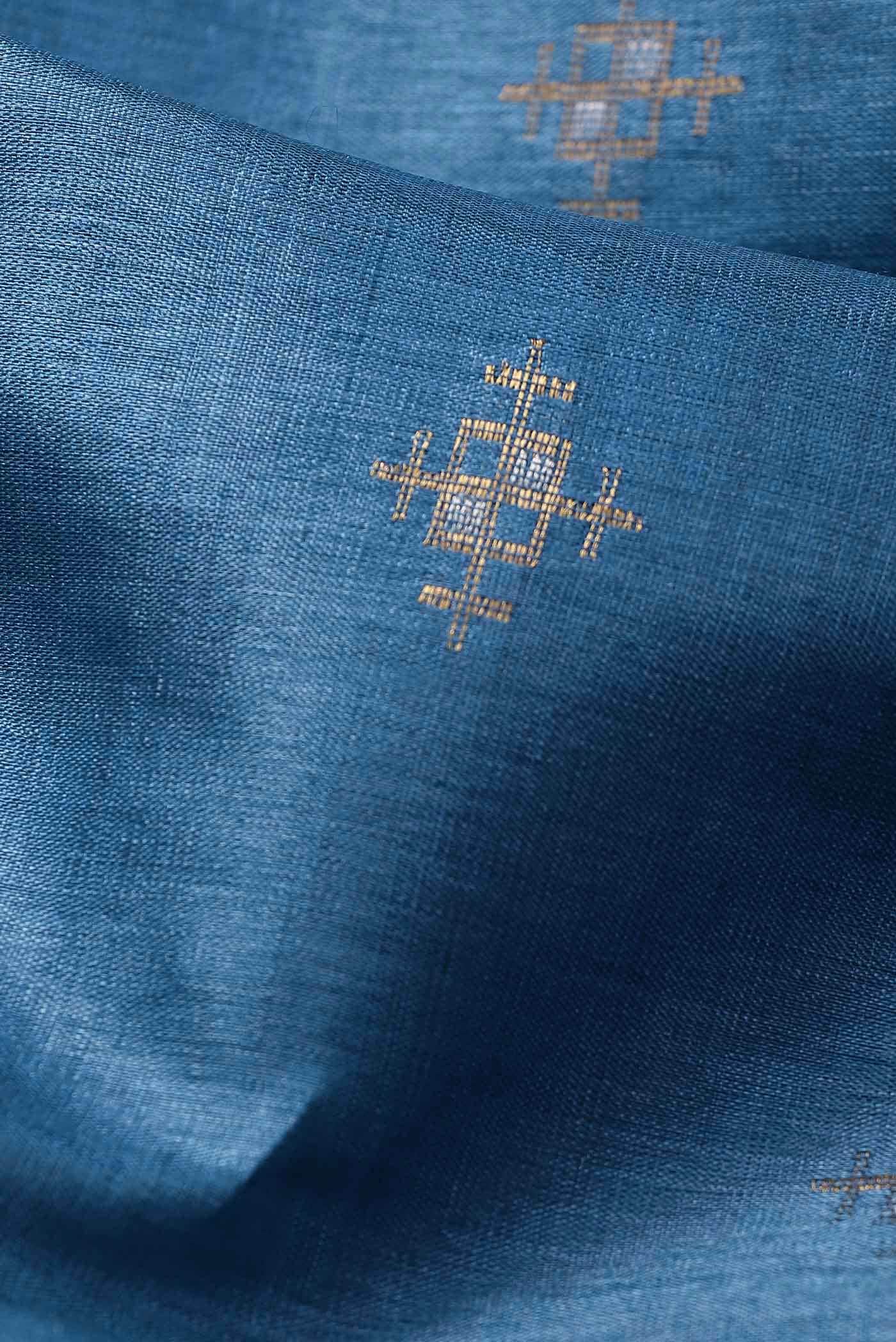 Blue Bhagalpuri Tussar Silk Saree