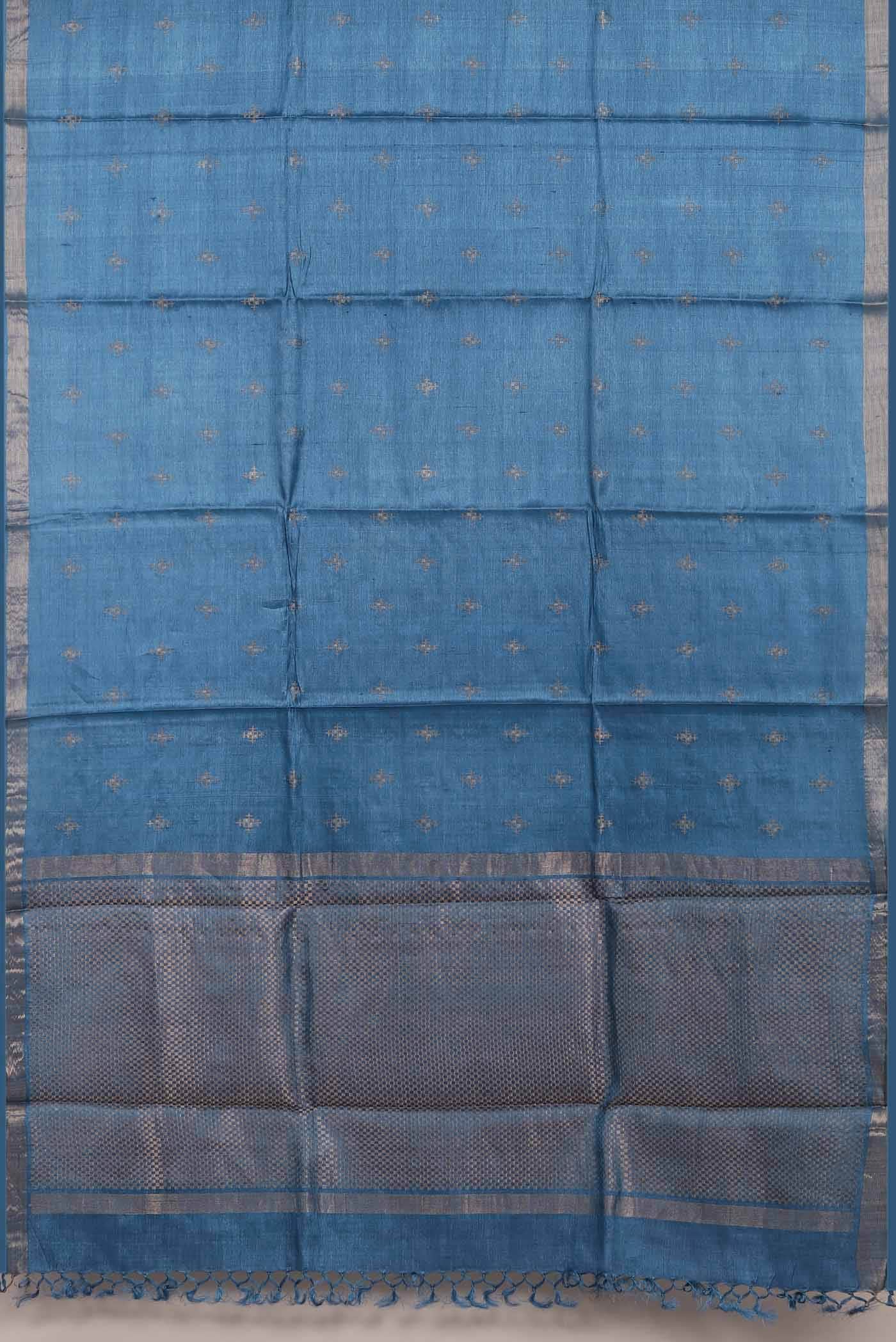 Blue Bhagalpuri Tussar Silk Saree
