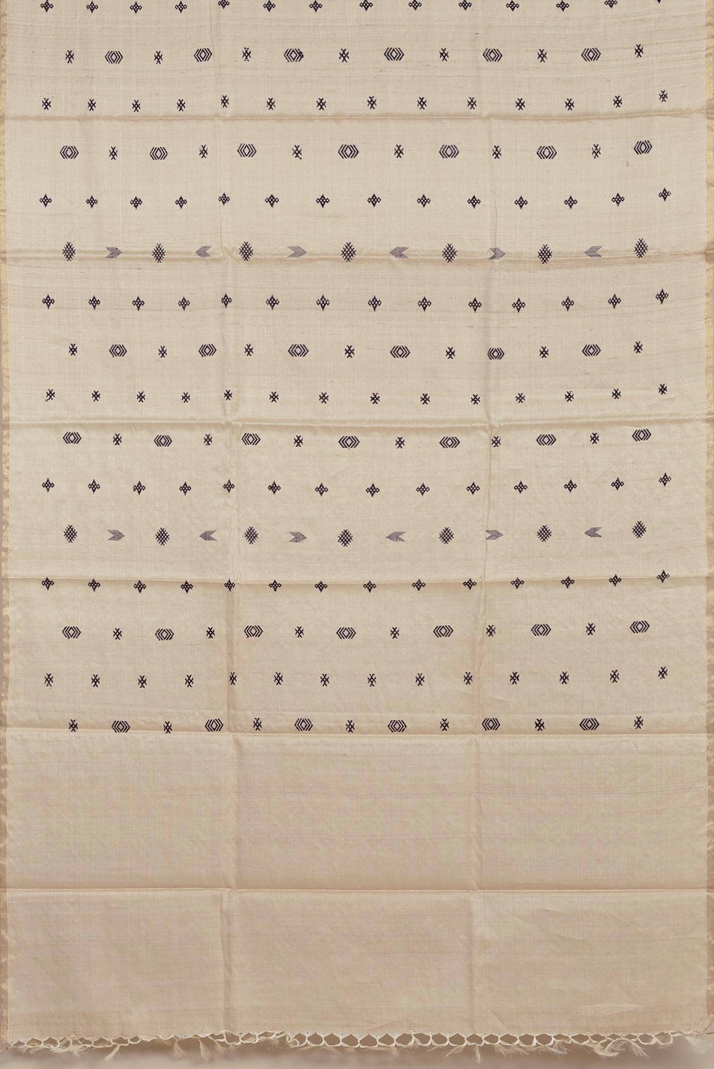 Beige Tussar Silk Saree