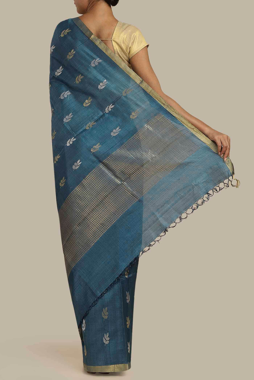Blue Bhagalpuri Tussar Silk Saree