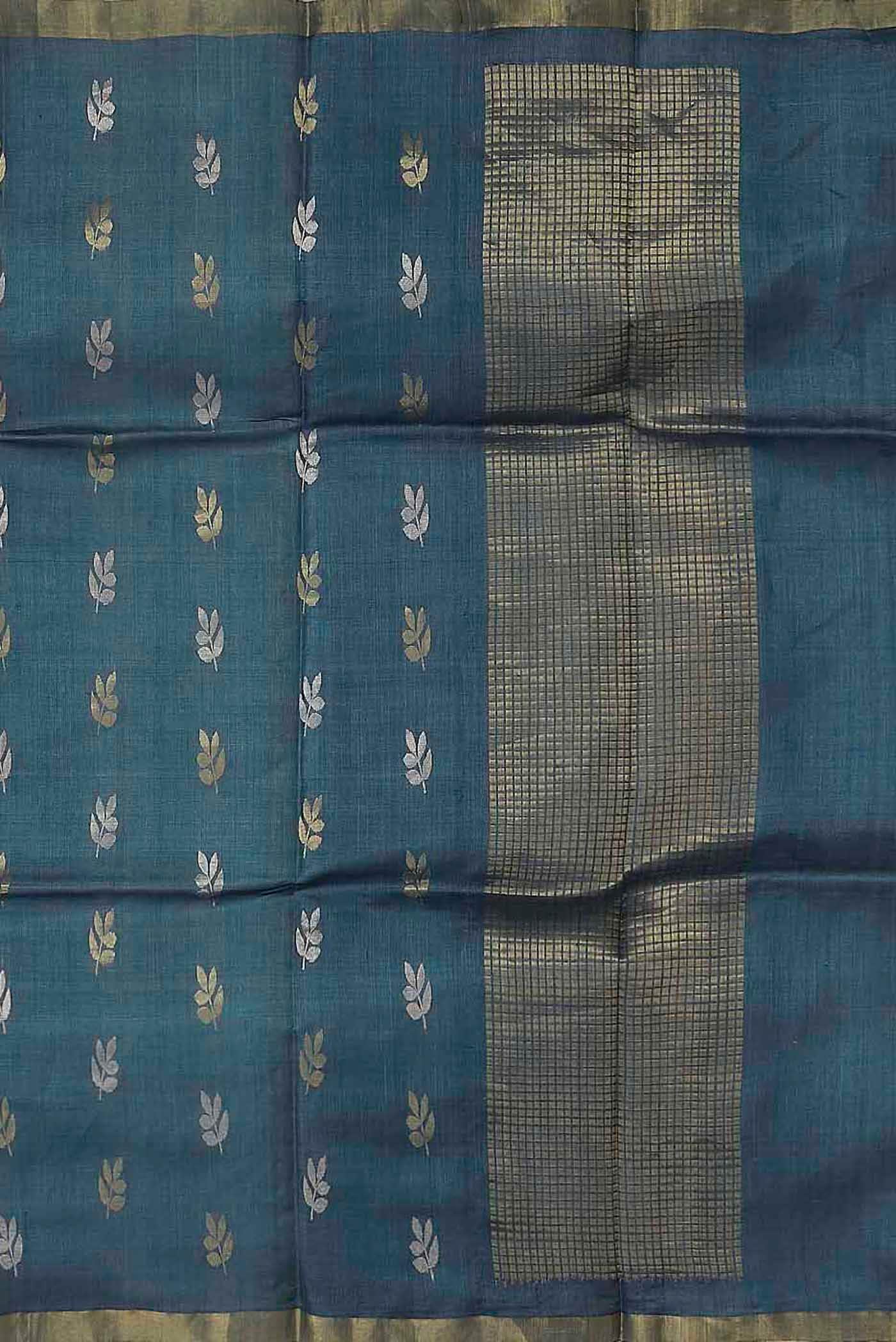 Blue Bhagalpuri Tussar Silk Saree