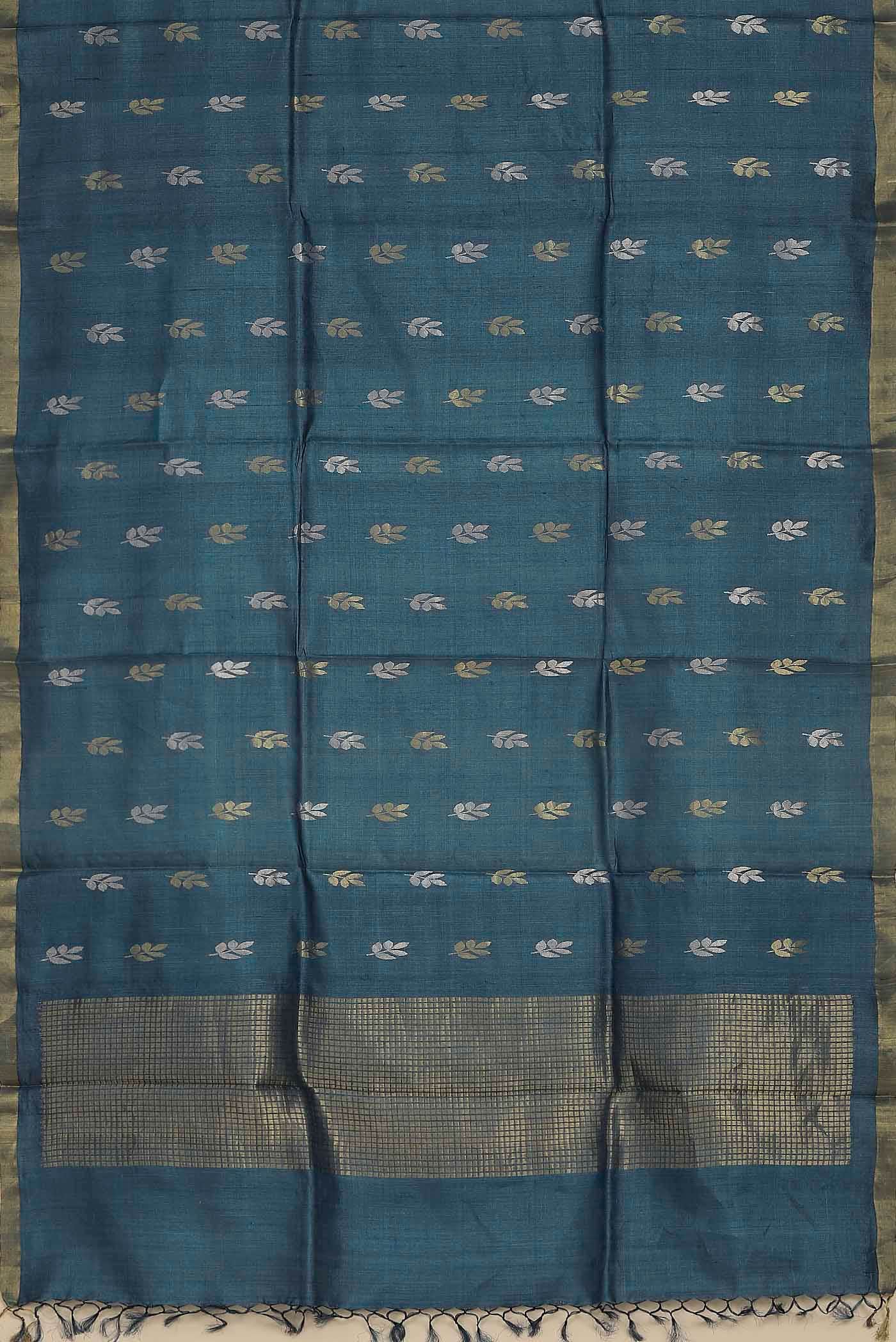 Blue Bhagalpuri Tussar Silk Saree
