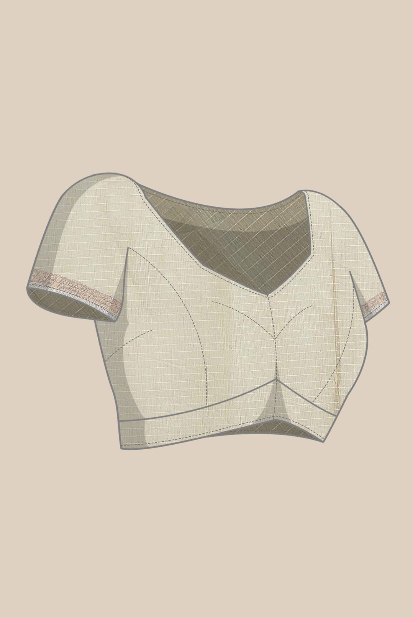 Beige Maheshwari Silk Cotton Saree
