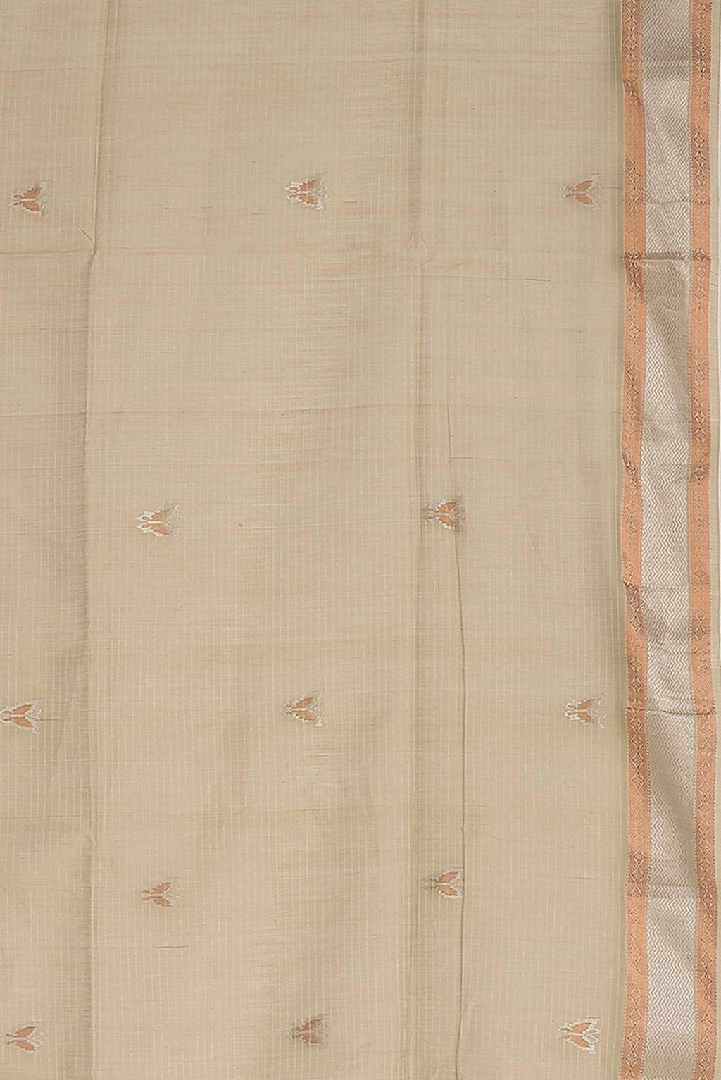 Beige Maheshwari Silk Cotton Saree