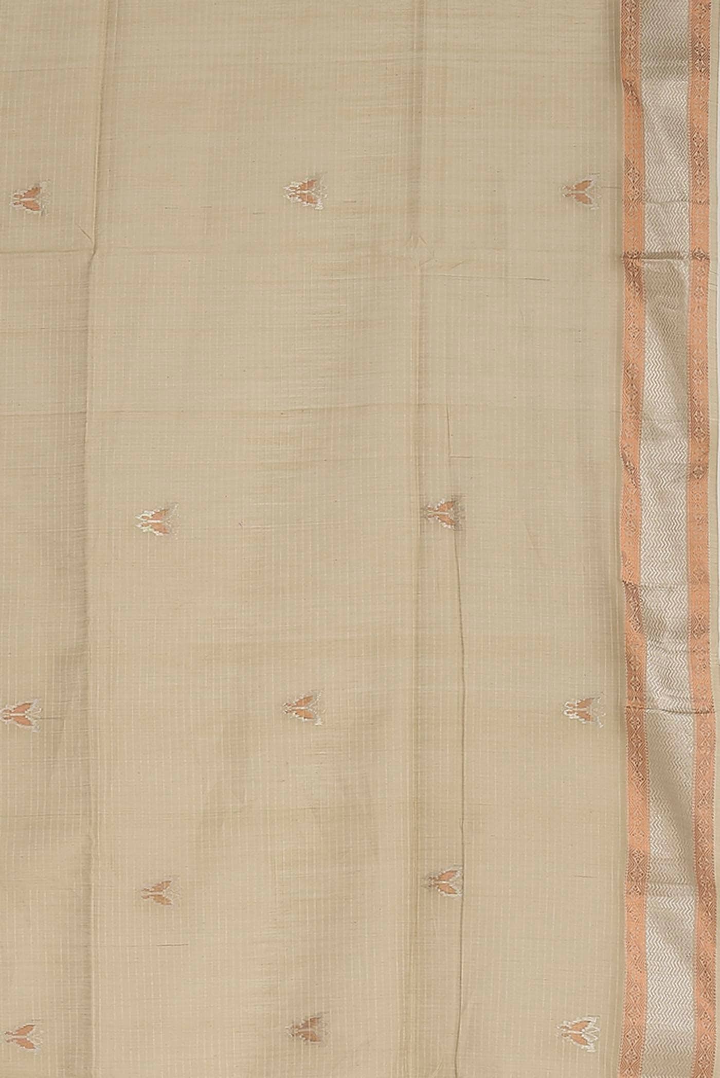 Beige Maheshwari Silk Cotton Saree