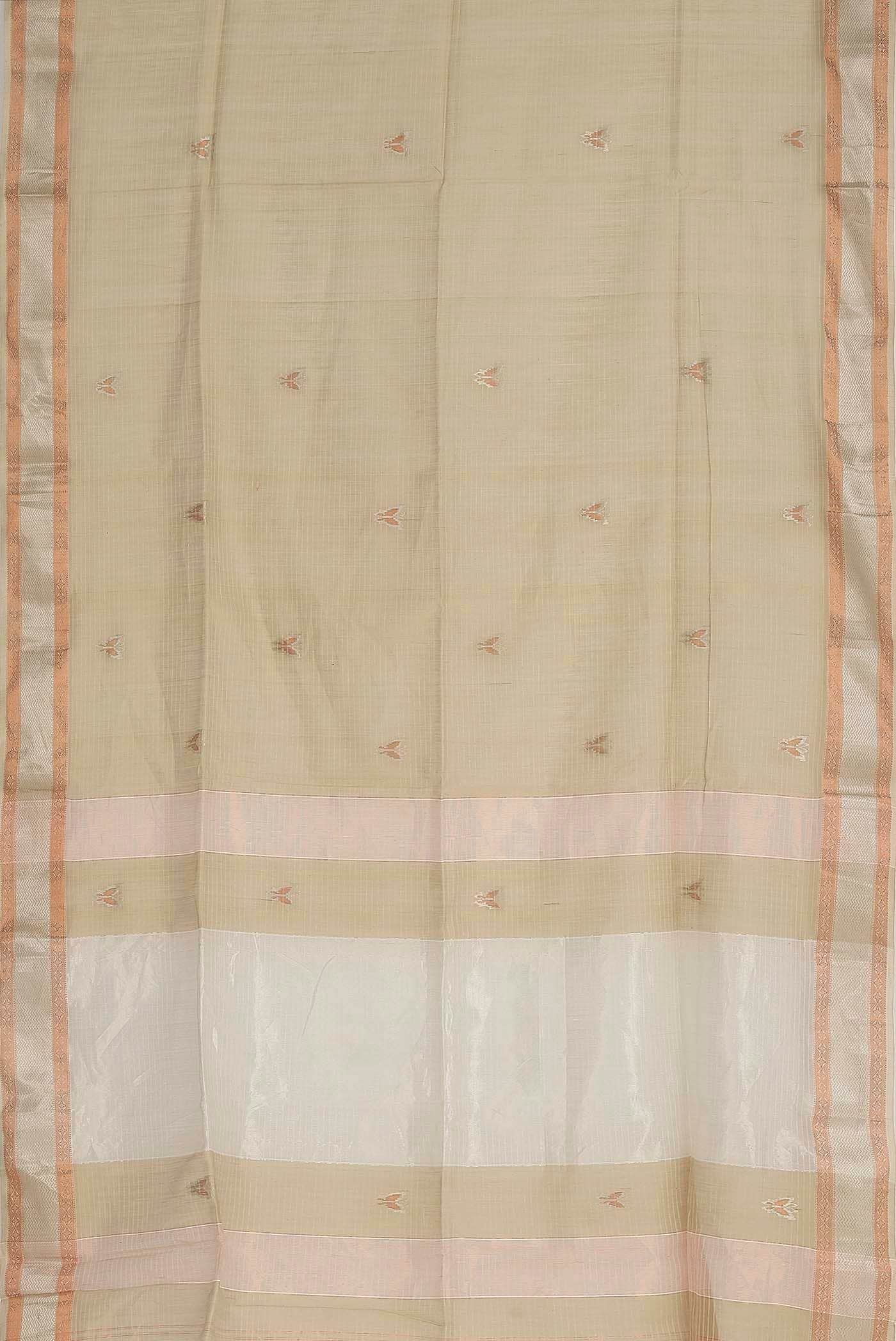 Beige Maheshwari Silk Cotton Saree