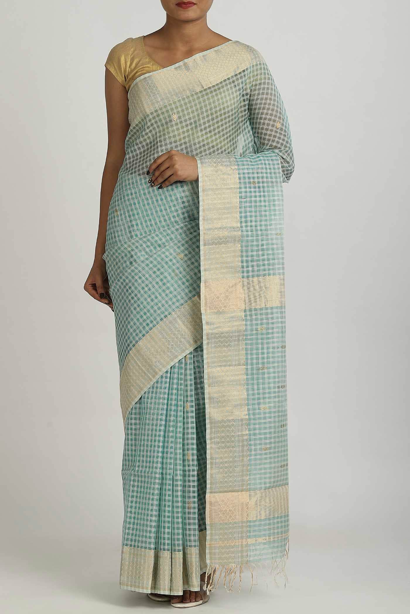 Green Maheshwari Silk Cotton Saree