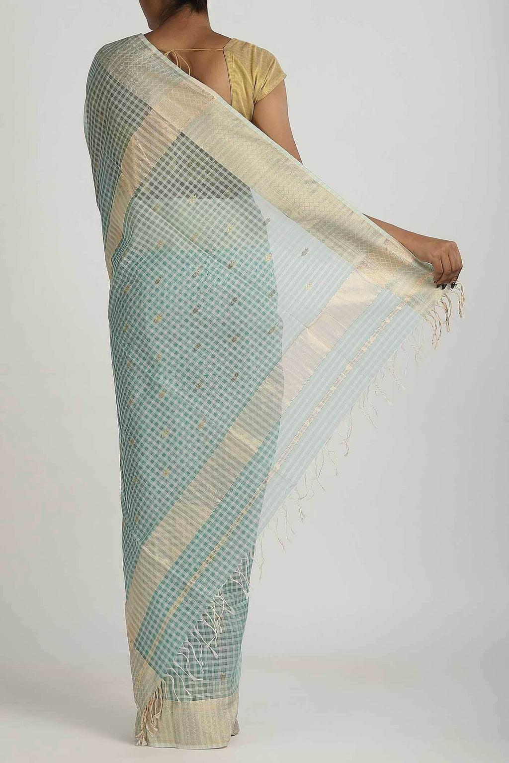 Green Maheshwari Silk Cotton Saree