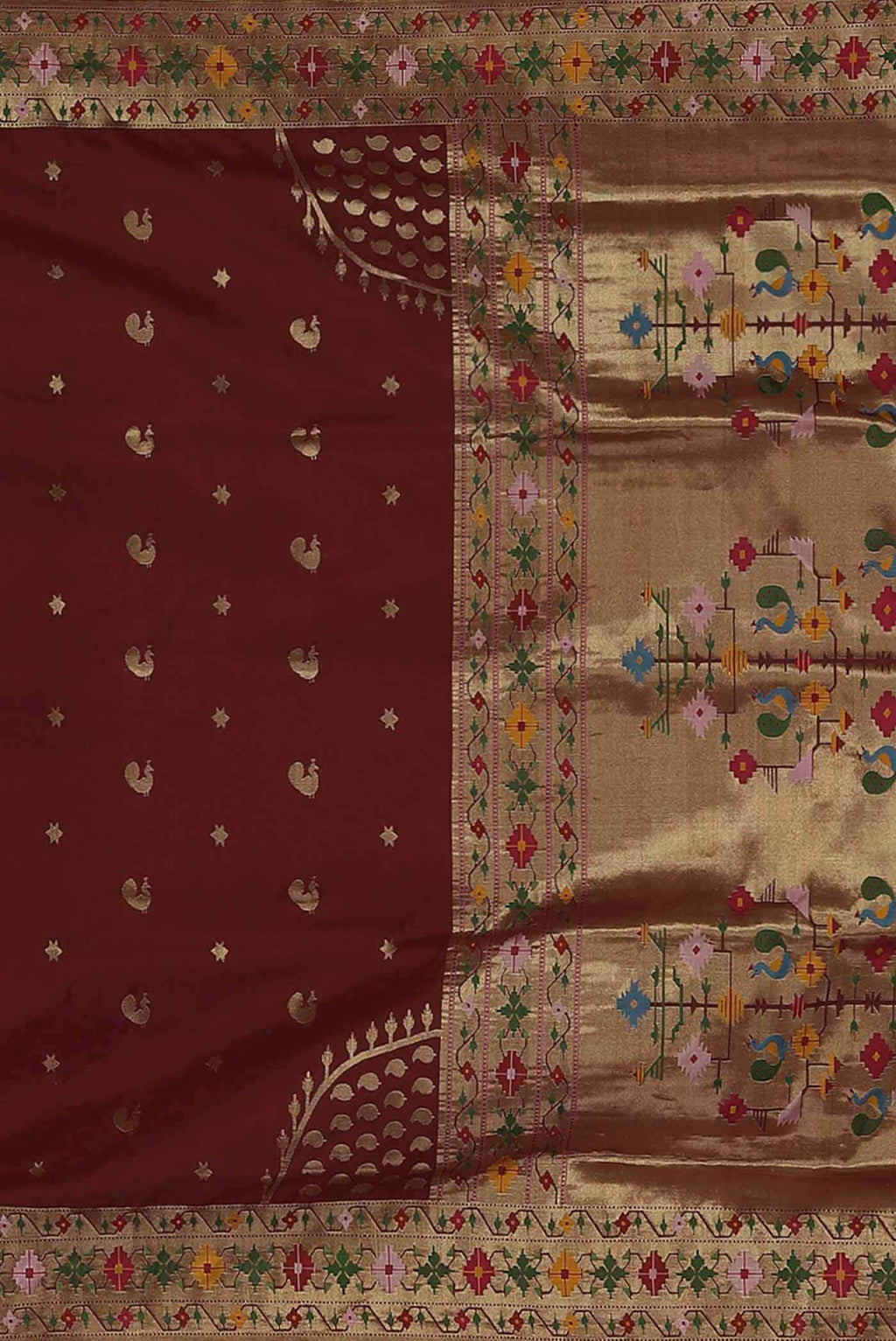 Pure Silk Pure Zari Maroon Paithani Saree