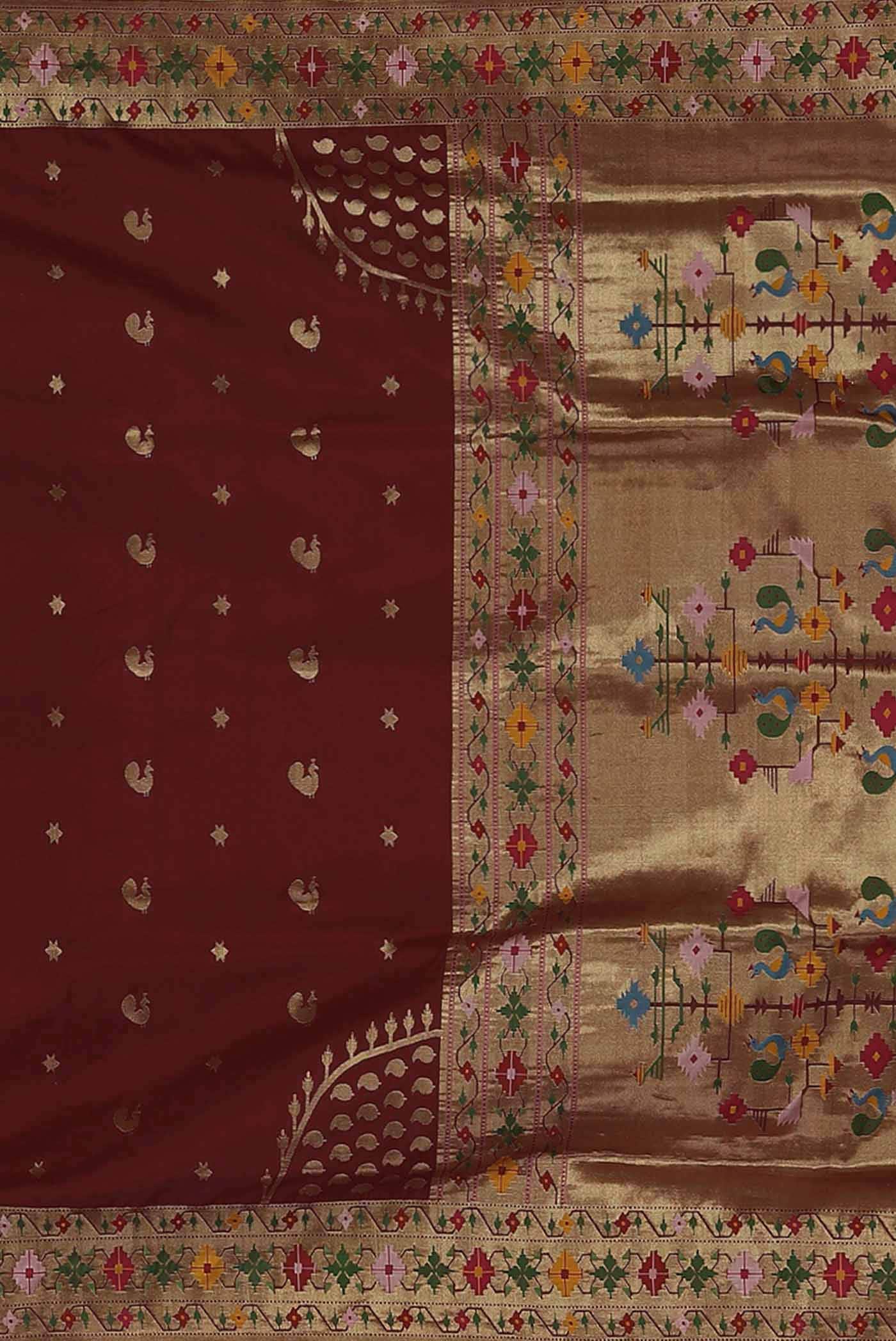 Pure Silk Pure Zari Maroon Paithani Saree